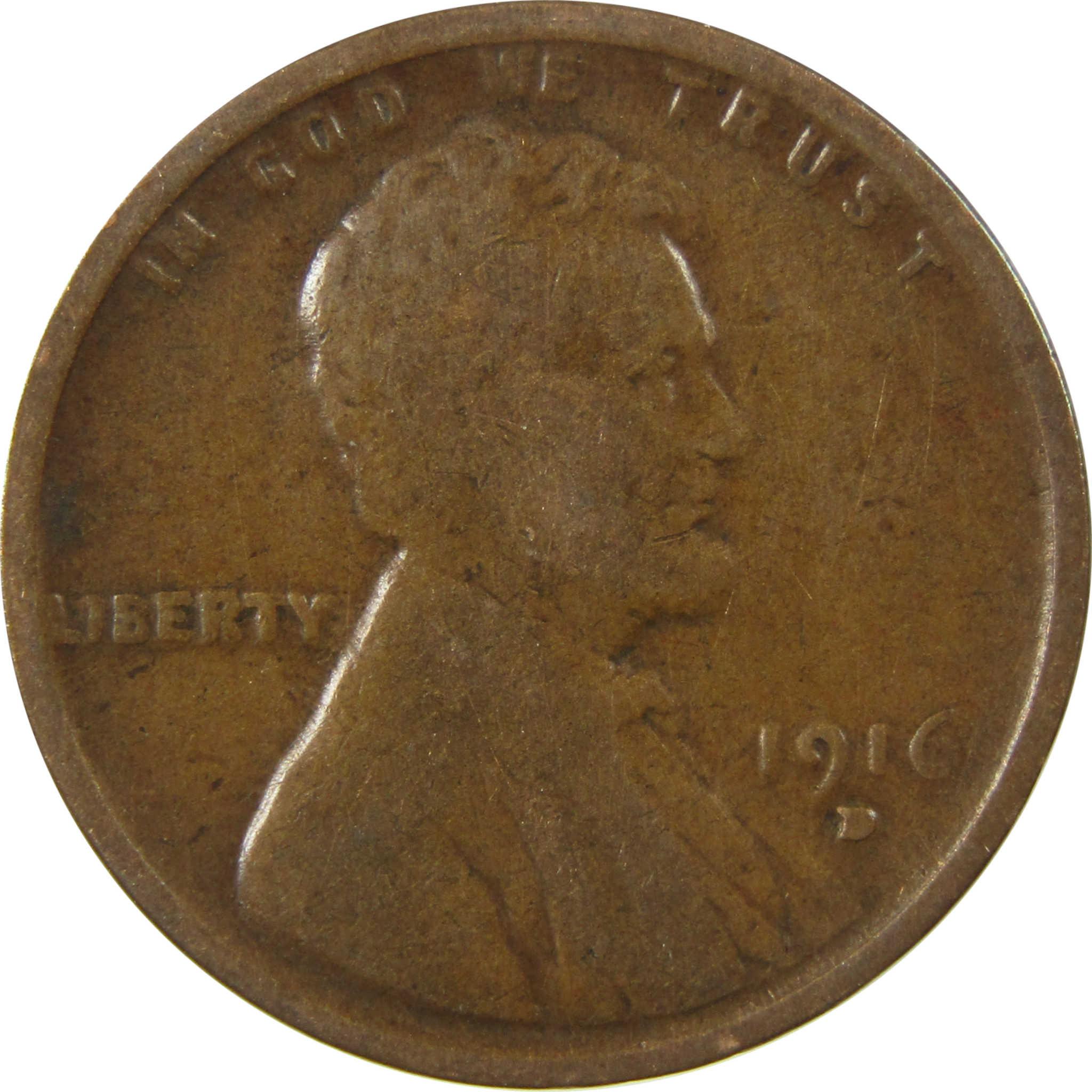 1916 D Lincoln Wheat Cent G Good Penny 1c Coin Collectible SKU:I26813