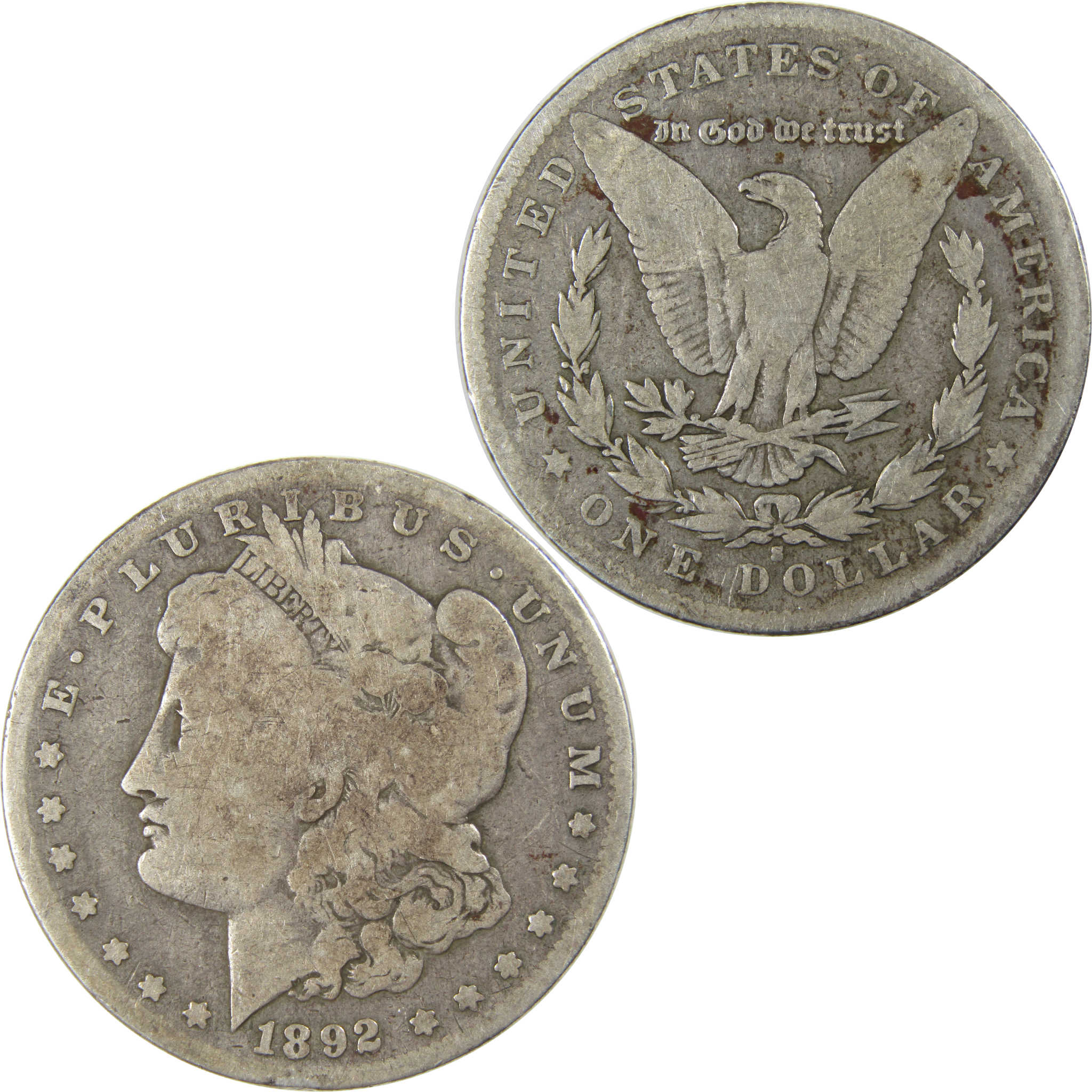 1892 S Morgan Dollar VG Very Good Silver $1 Coin SKU:I23456