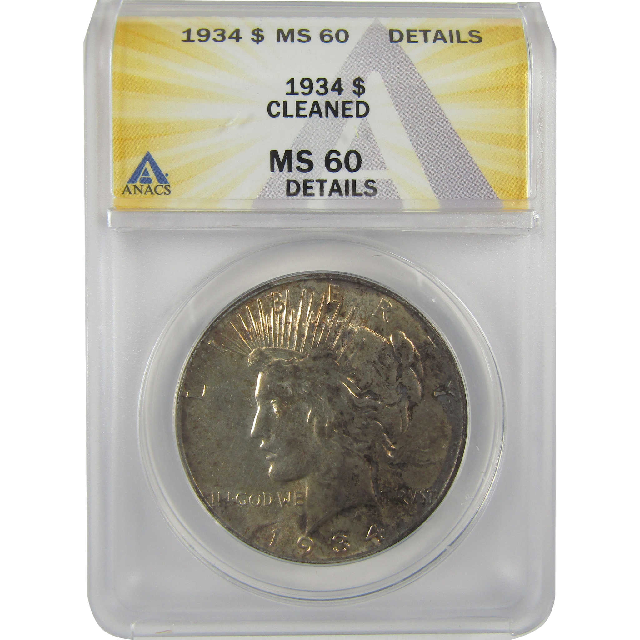 1934 Peace Dollar MS 60 Details ANACS Silver Uncirculated SKU:I21549