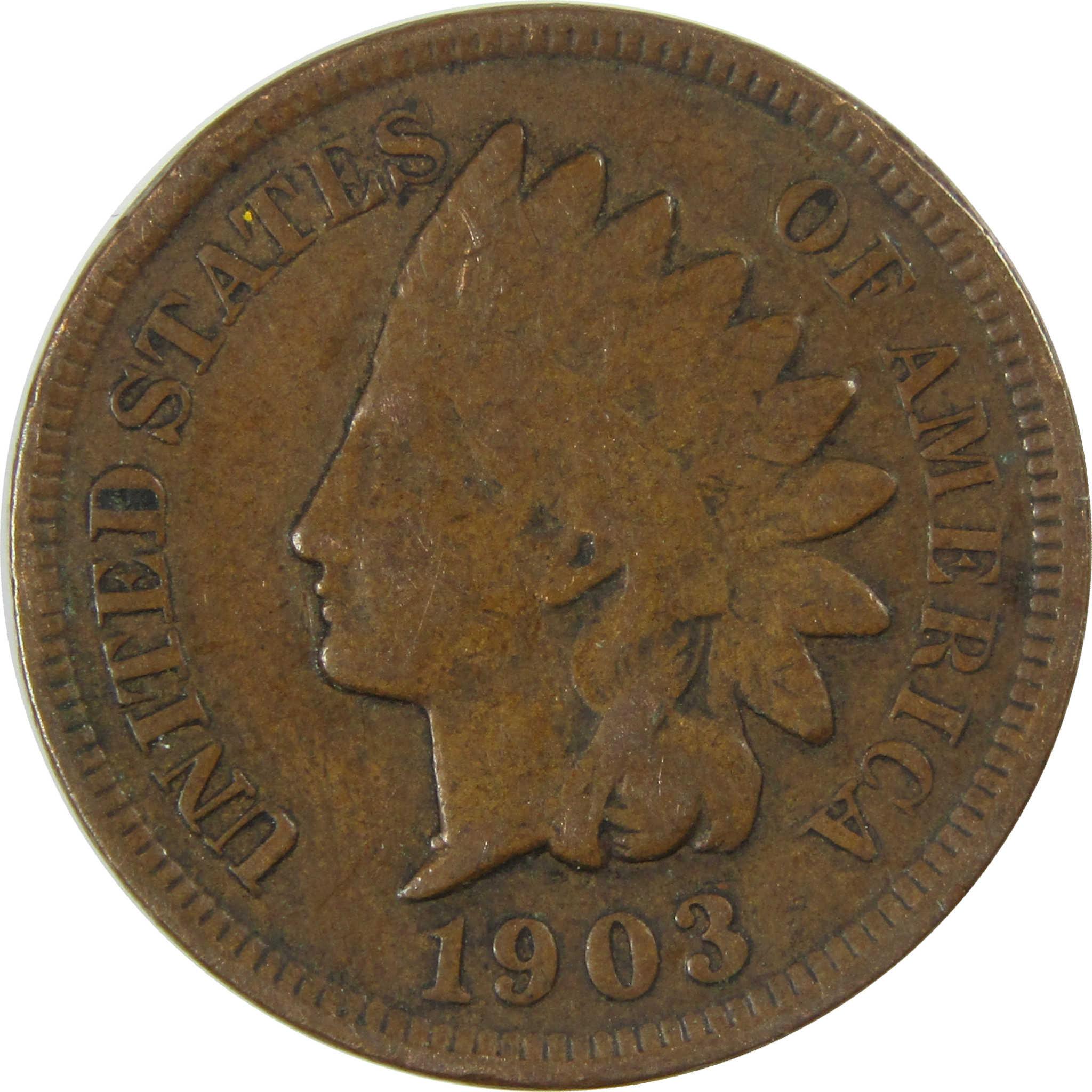 1903 Indian Head Cent F Fine Penny 1c Coin SKU:I27052