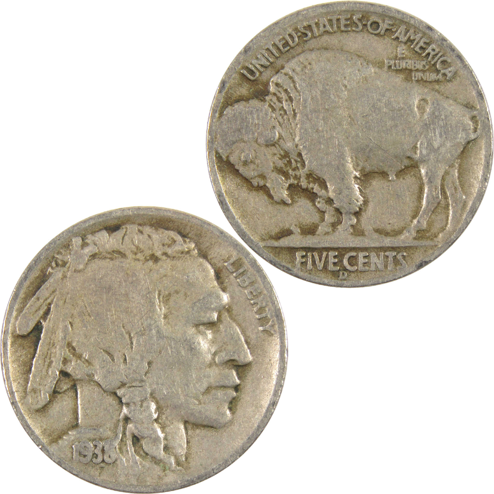 1938 D Indian Head Buffalo Nickel VG Very Good 5c Coin