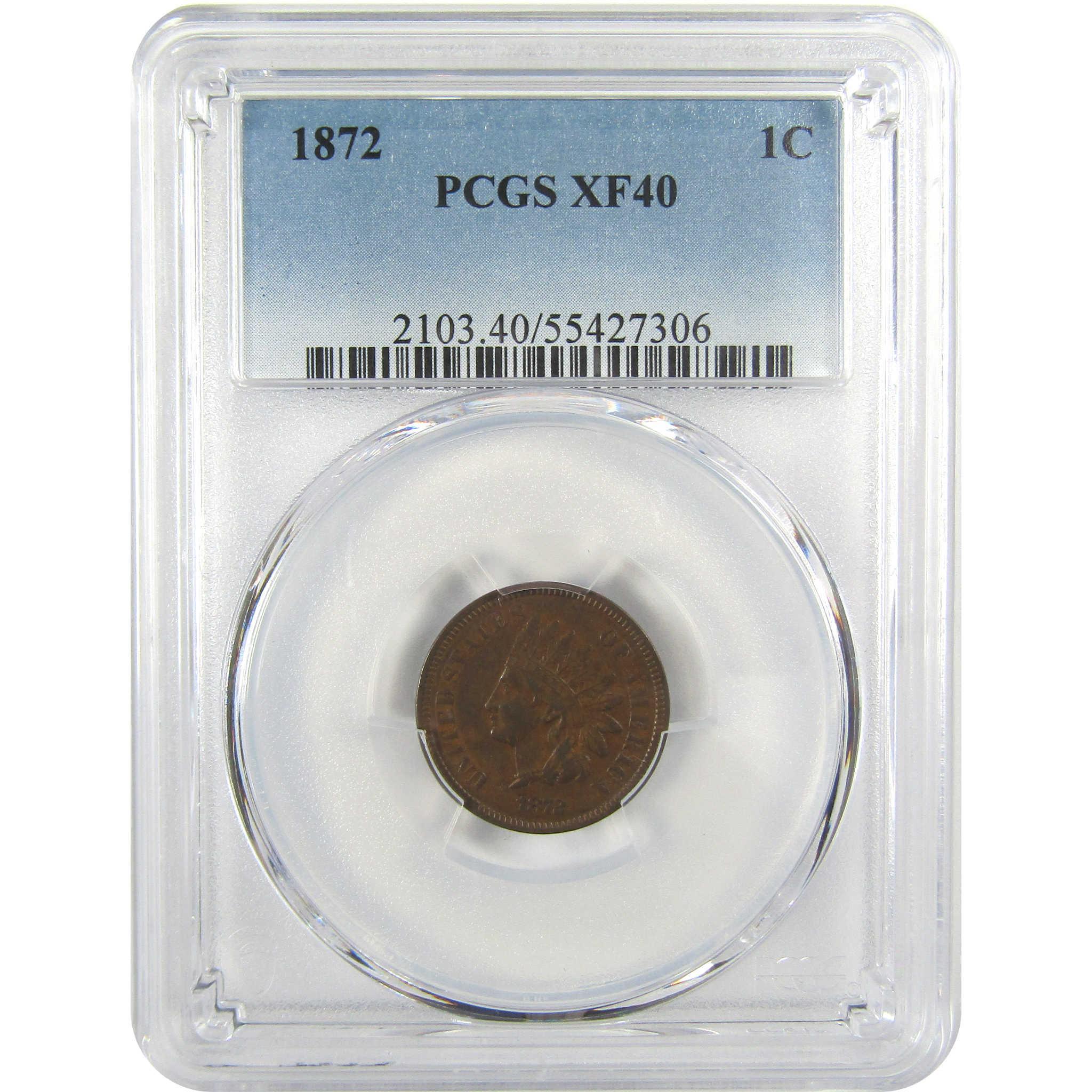 1872 Indian Head Cent XF 40 PCGS Penny 1c Coin SKU:I21021