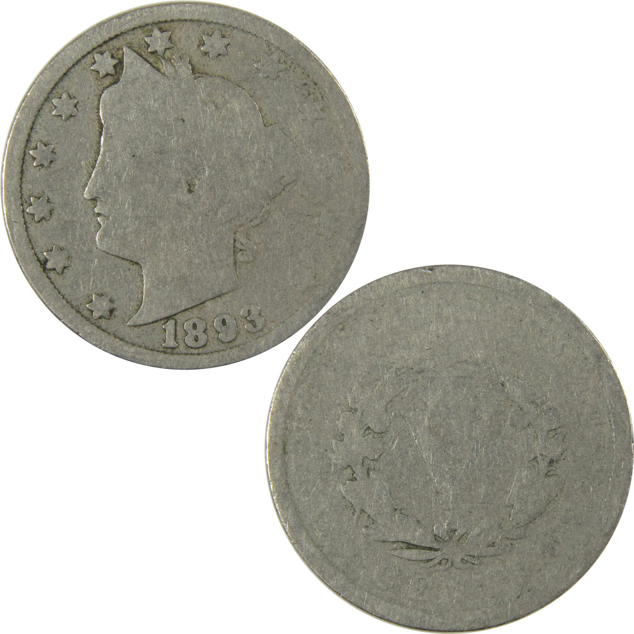 1893 Liberty Head V Nickel AG About Good 5c Coin SKU:I27218