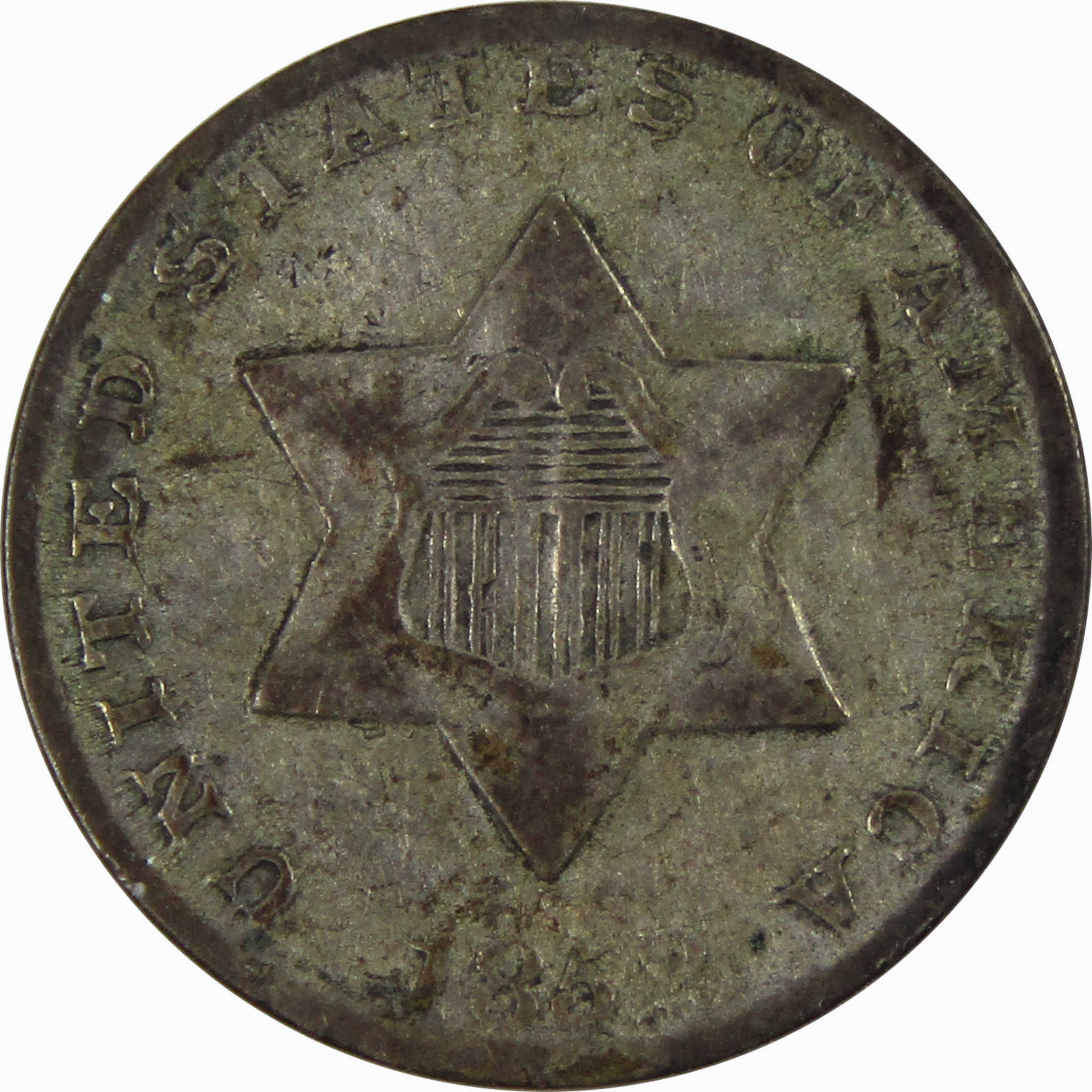 1852 Type 1 Three Cent Piece AU About Uncirculated Trime SKU I4333