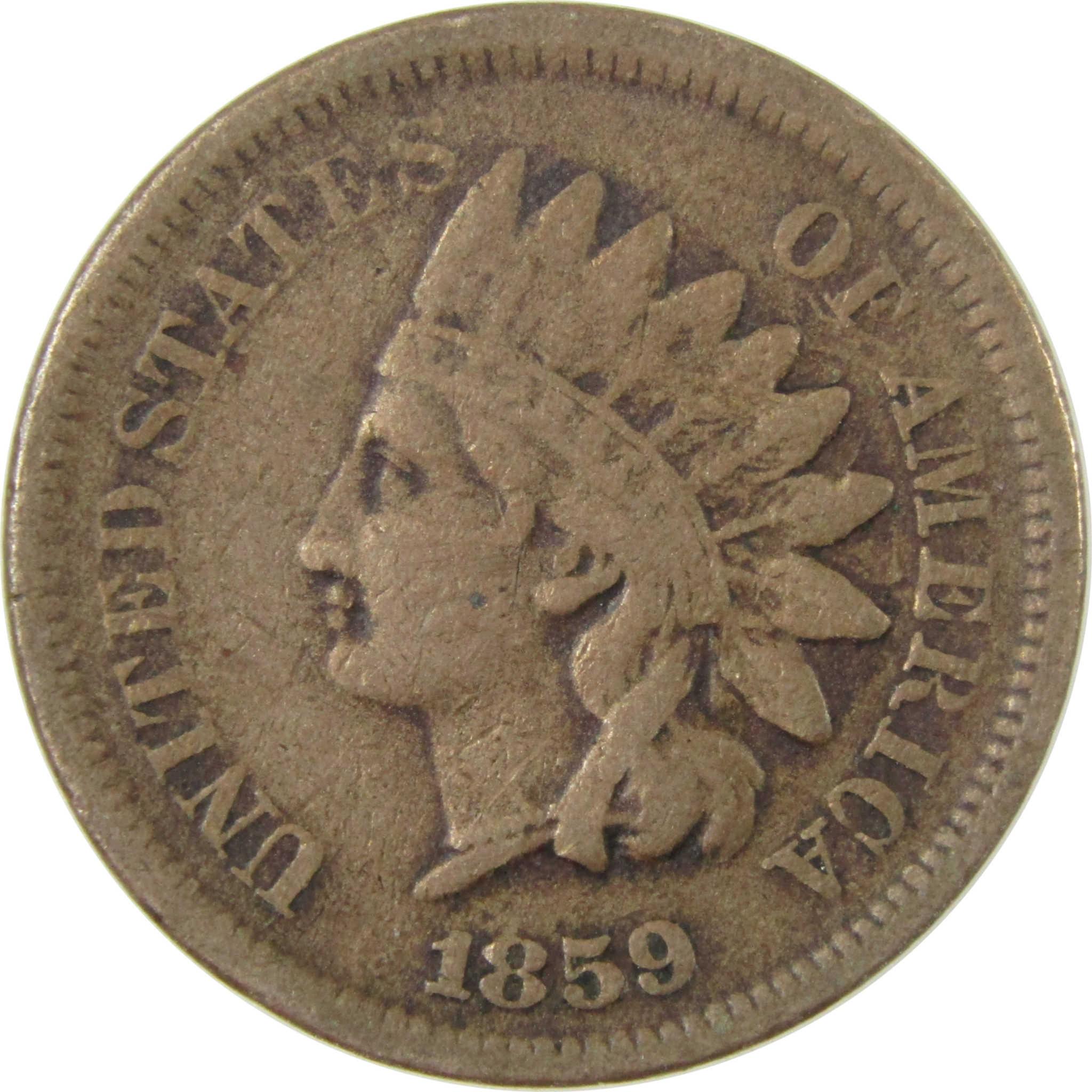 1859 Indian Head Cent F Fine Penny 1c Coin Collectible SKU:CP1261
