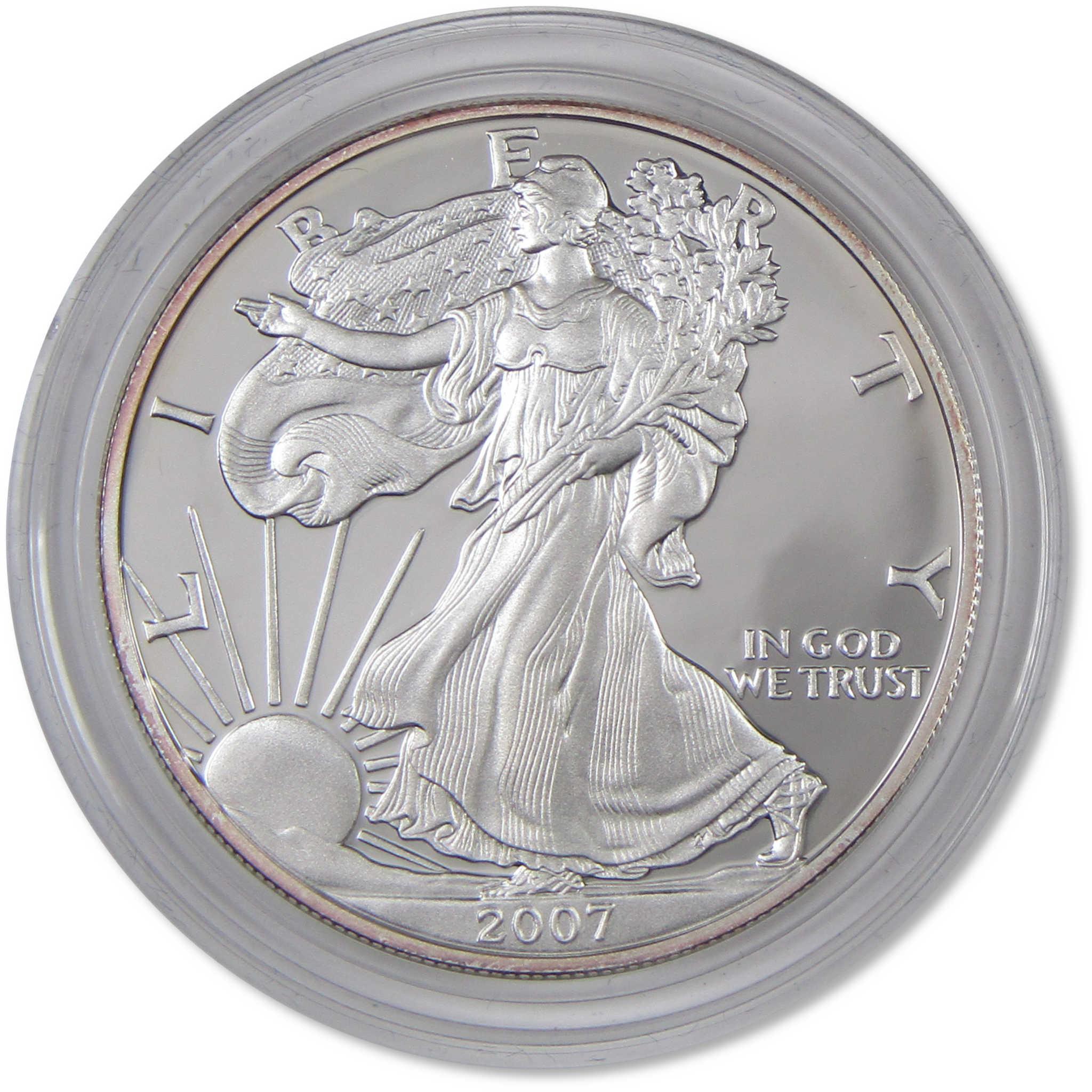 2007 W American Silver Eagle Choice Proof Bullion $1 Coin OGP COA