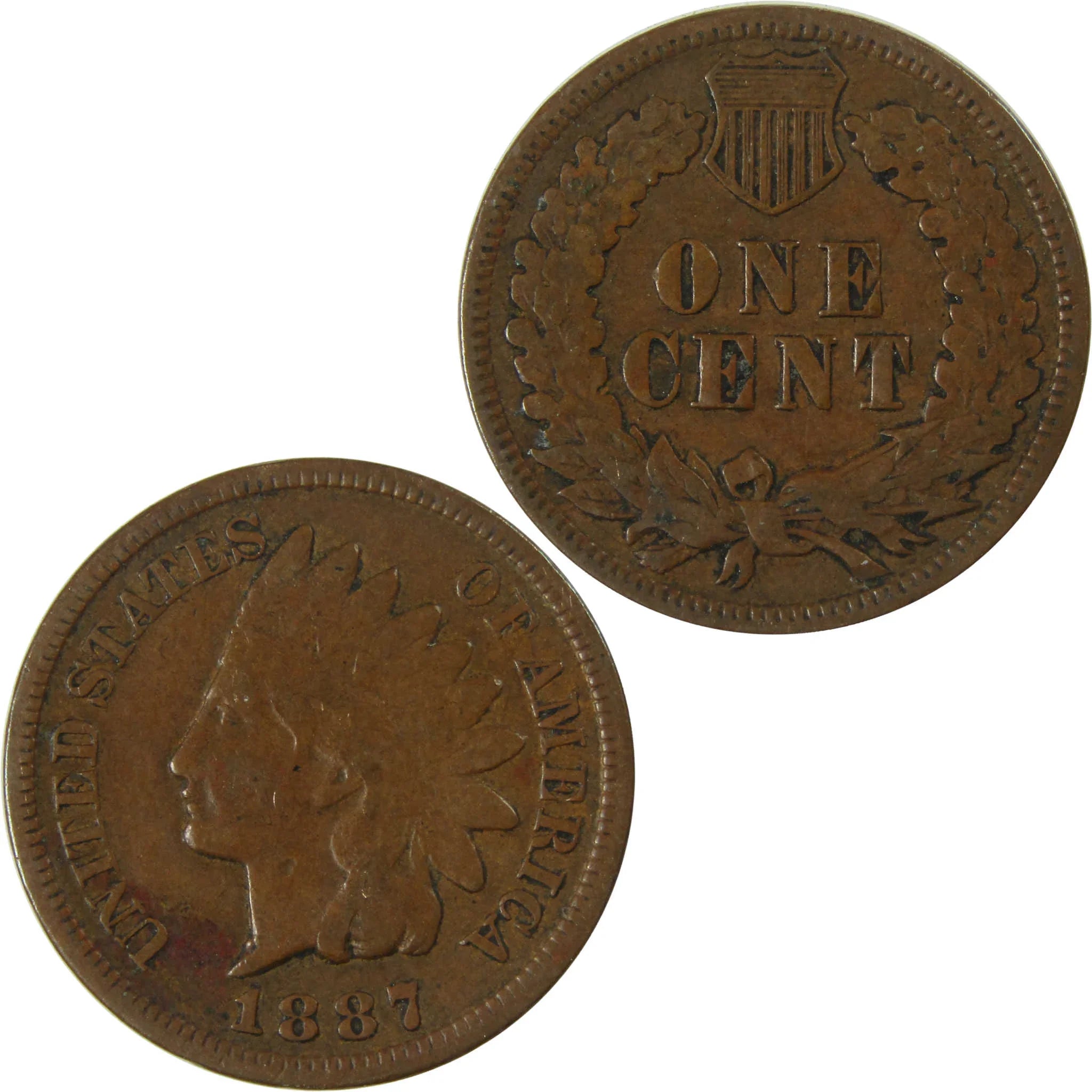 1887 Indian Head Cent VG Very Good Penny 1c Coin SKU:I26981