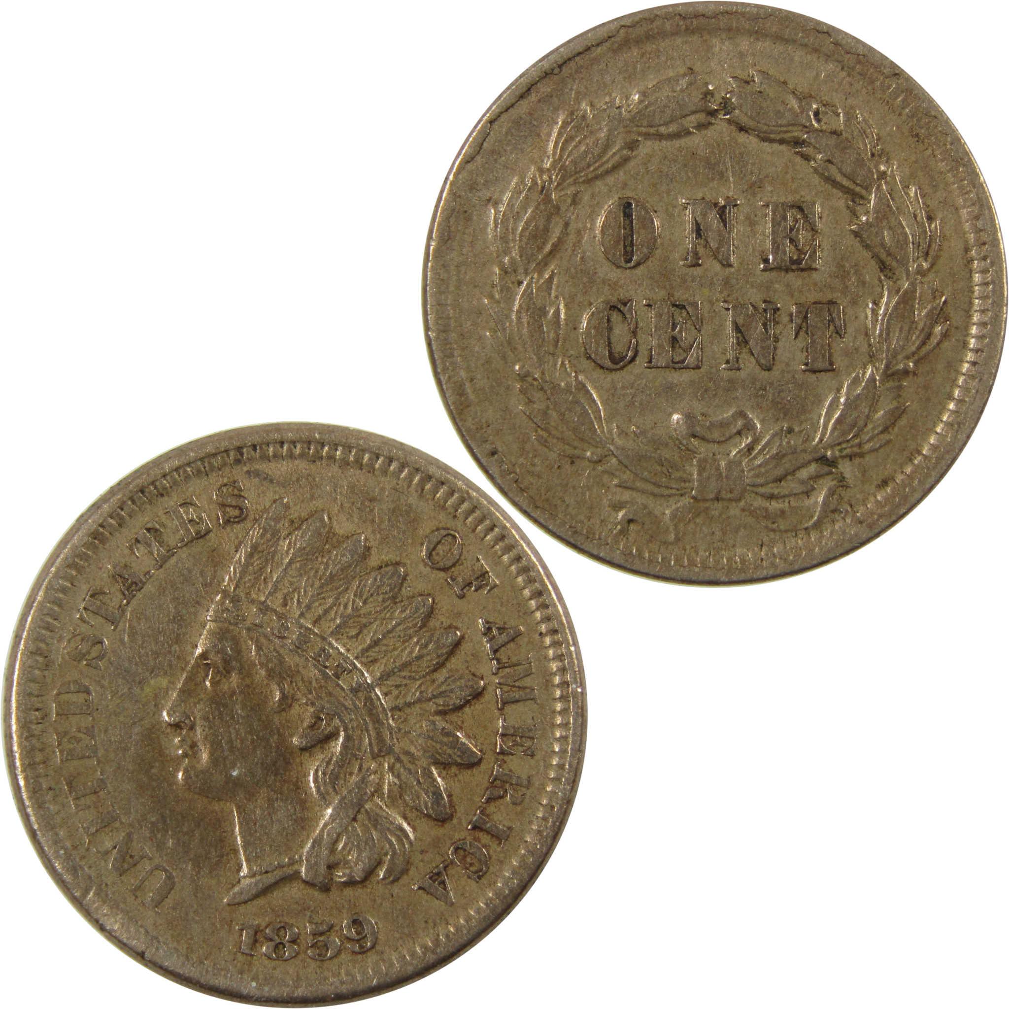 1859 Indian Head Cent XF EF Extremely Fine Details Penny SKU:CP1133