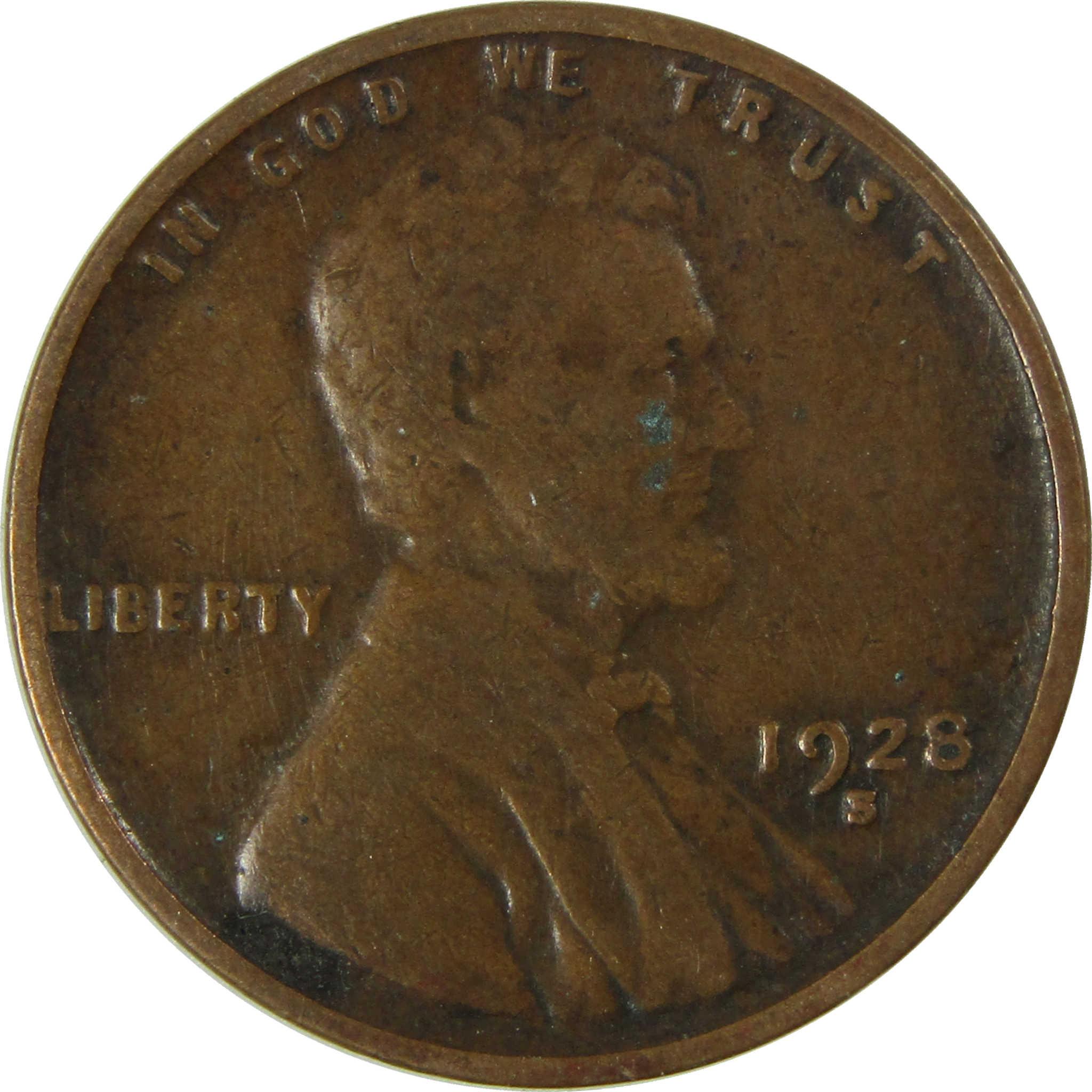 1928 S Lincoln Wheat Cent F Fine Penny 1c Coin Collectible SKU:I26687