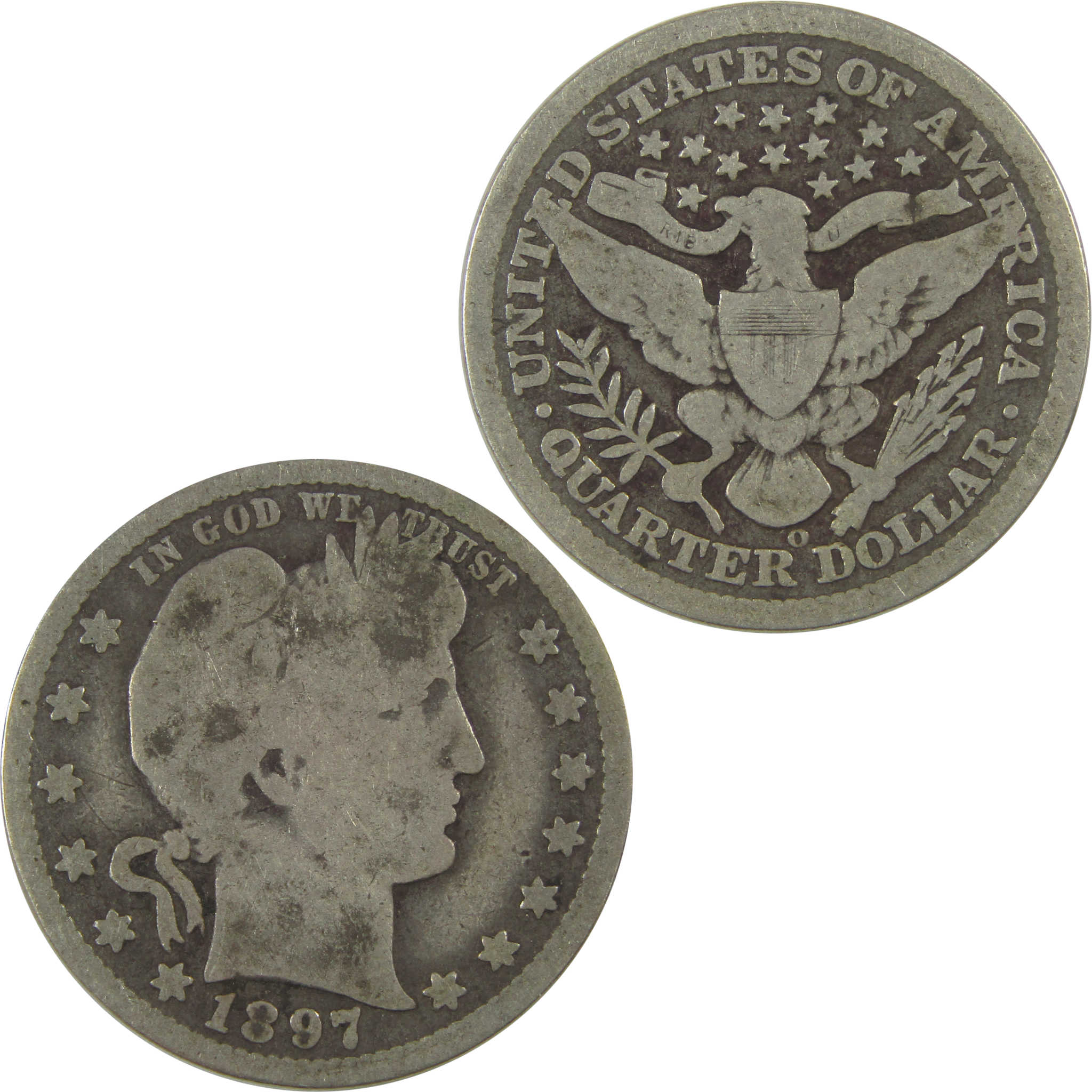 1897 O Barber Quarter G Good Silver 25c Coin SKU:I20957