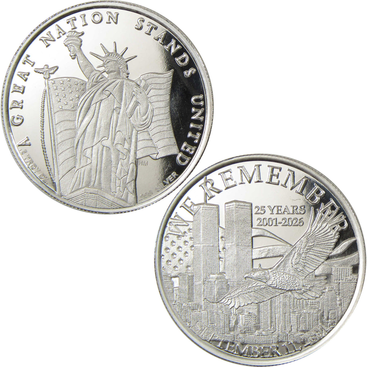 September 11th We Remember 1/2 oz .999 Silver Round Collectible
