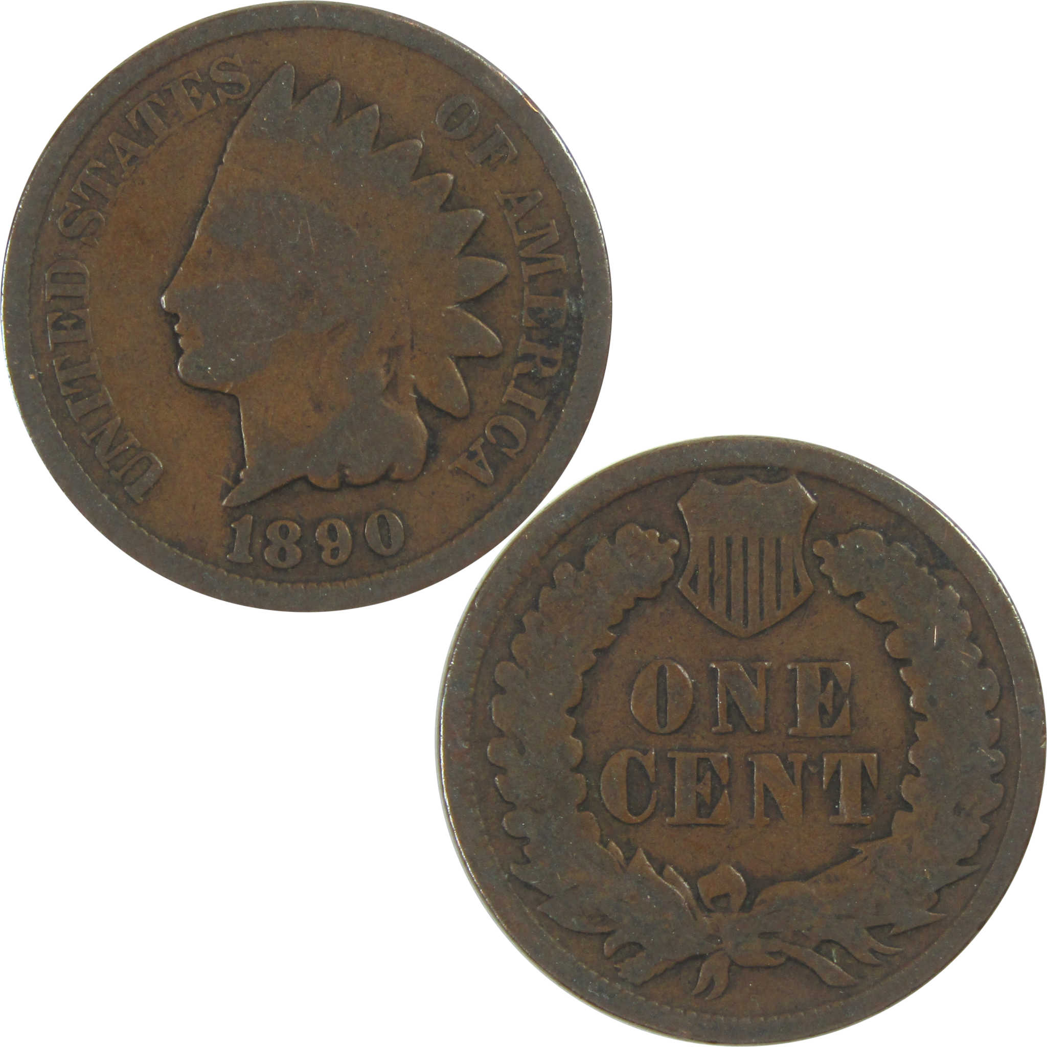 1890 Indian Head Cent Circulated Penny 1c Coin Collectible