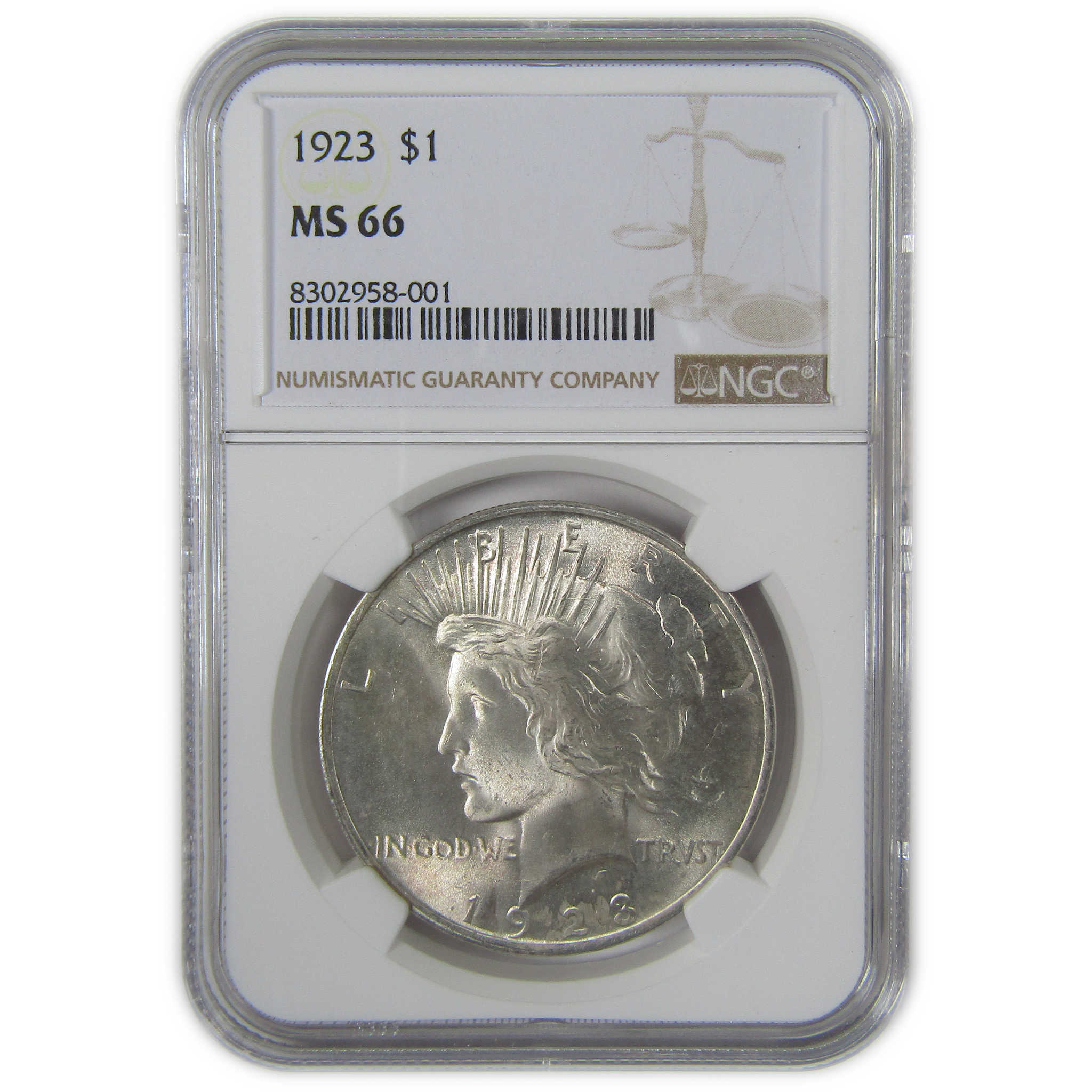 1923 Peace Dollar MS 66 NGC Silver Uncirculated $1 Coin SKU:I23603