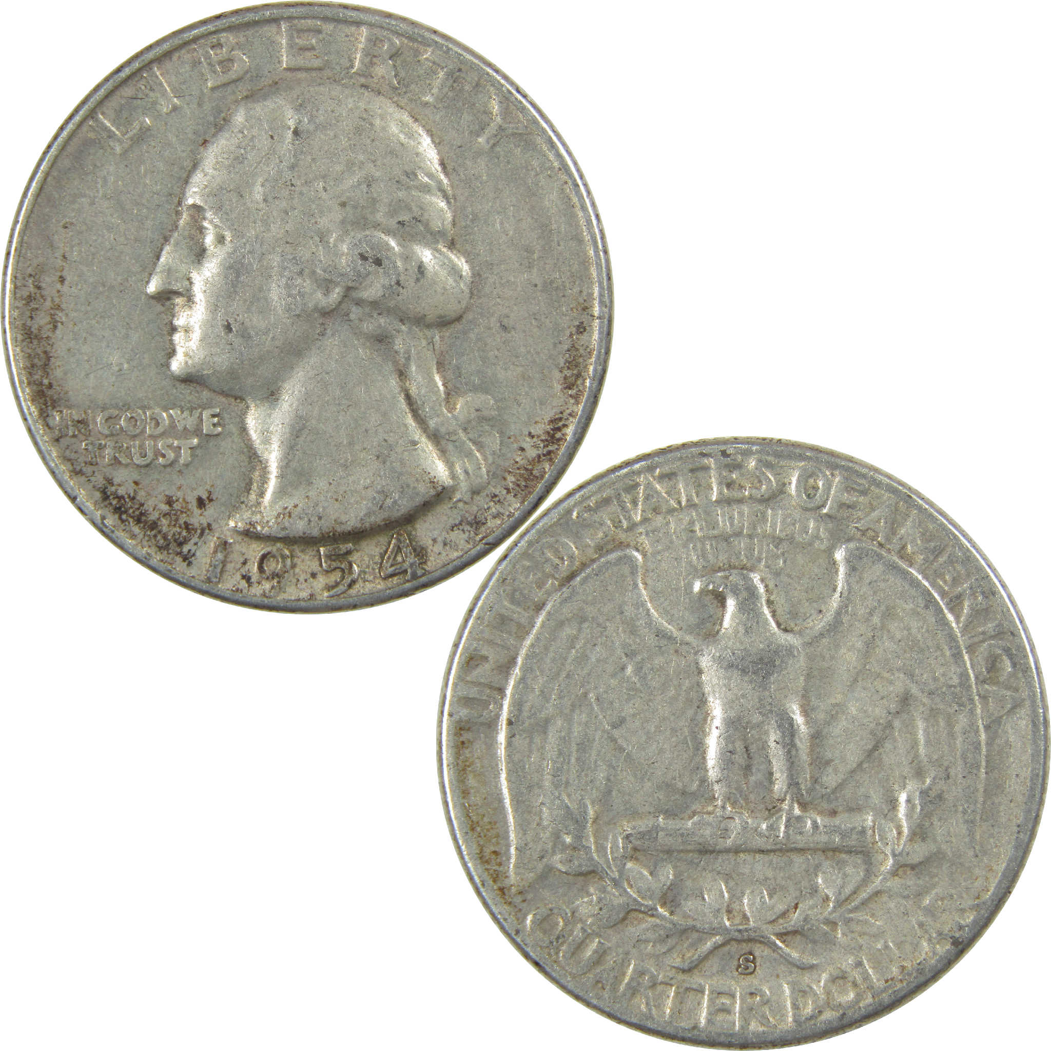 1954 S Washington Quarter Circulated Silver 25c Coin Collectible