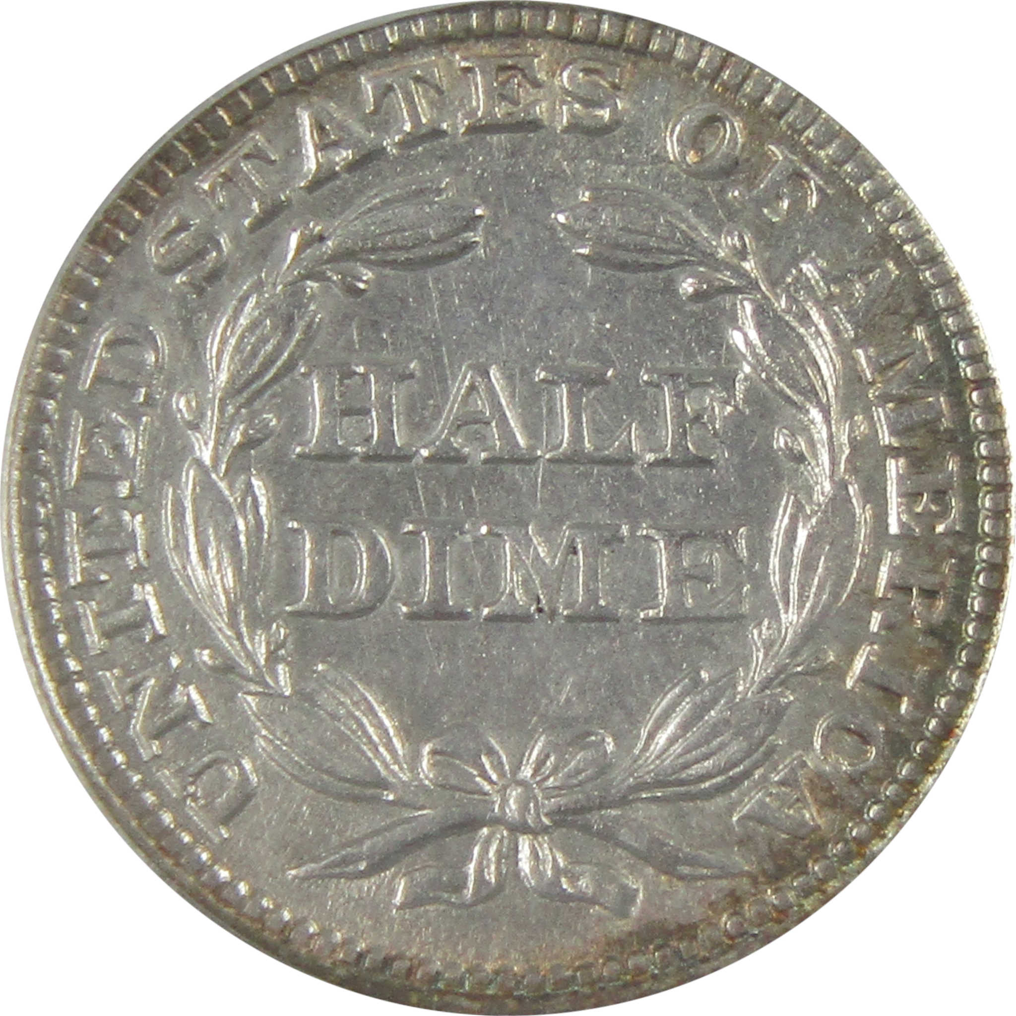 1853 Seated Liberty 5C AU 55 Details ANACS Clashed Dies SKU:CP134