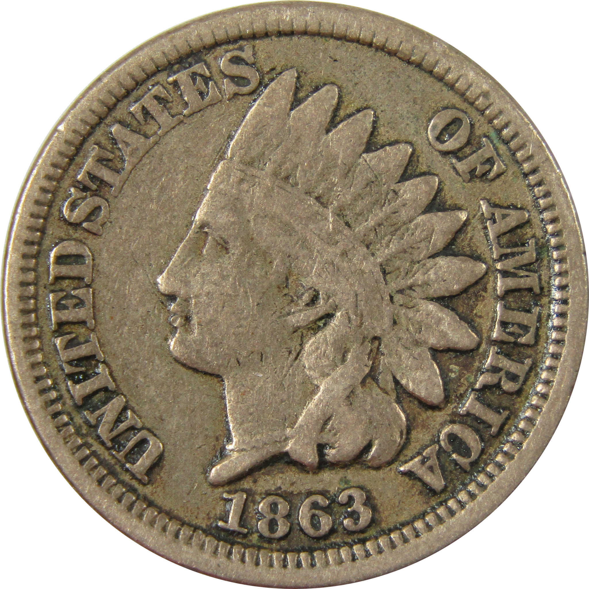 1863 Indian Head Cent VG Very Good Details Penny 1c Coin SKU:CP1236