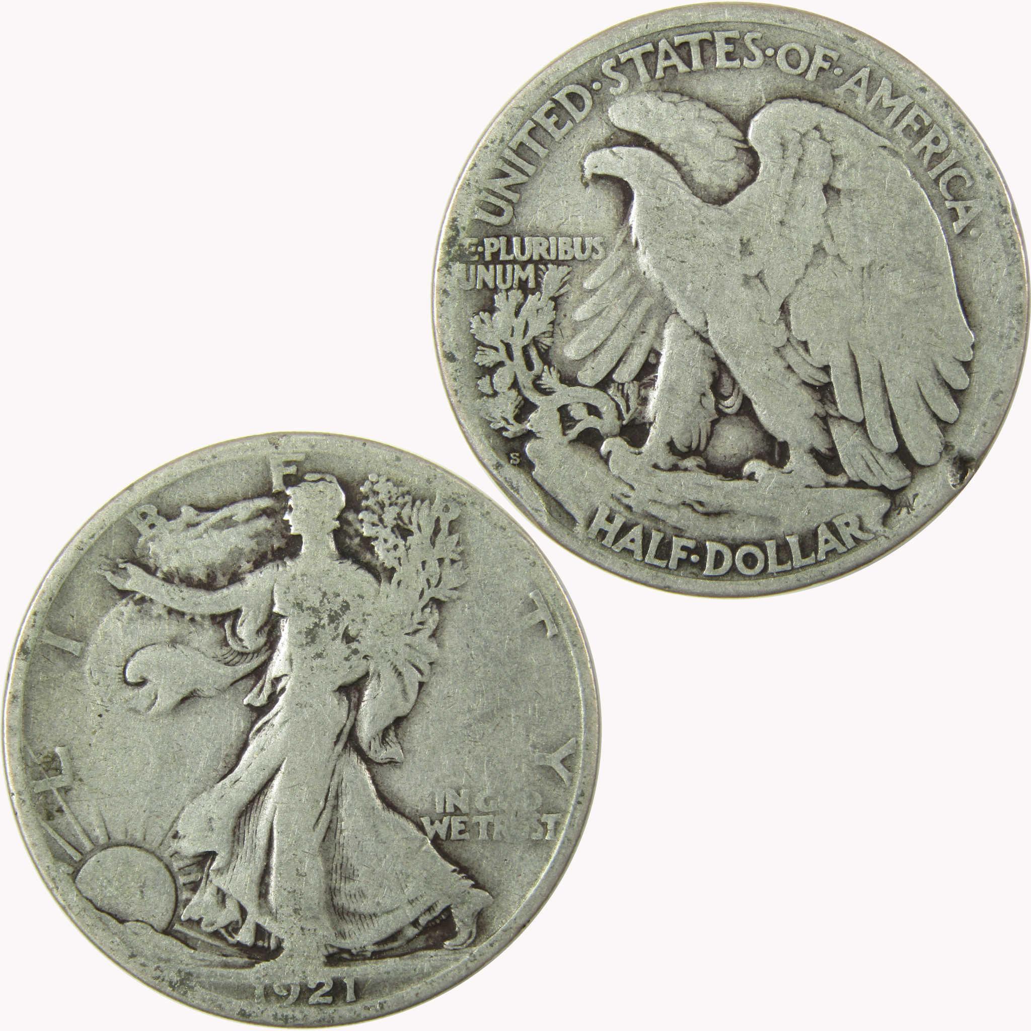 1921 S Liberty Walking Silver 50c VG Very Good Details SKU:CP1456