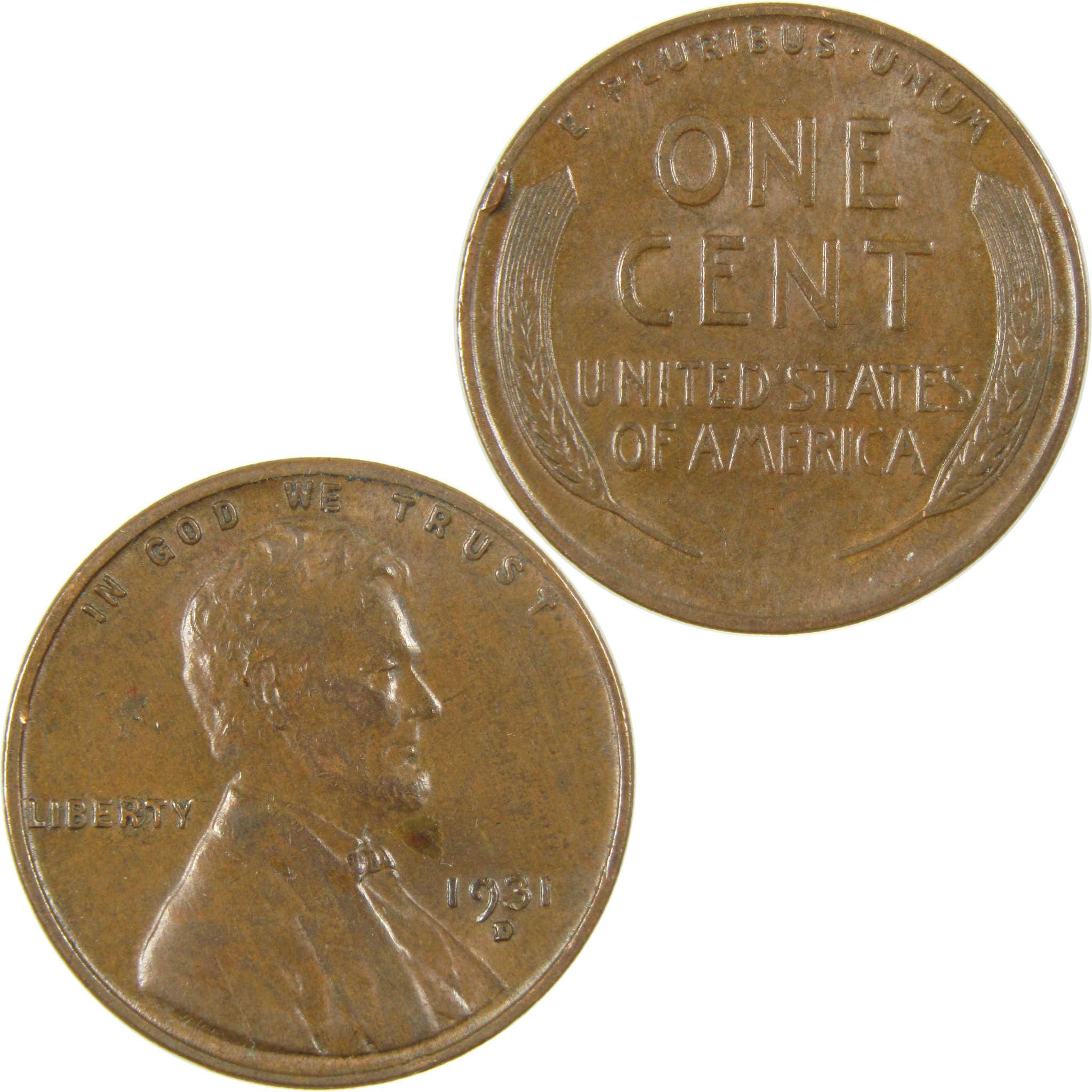 1931 D Lincoln Wheat Cent XF EF Extremely Fine Penny SKU:I27304