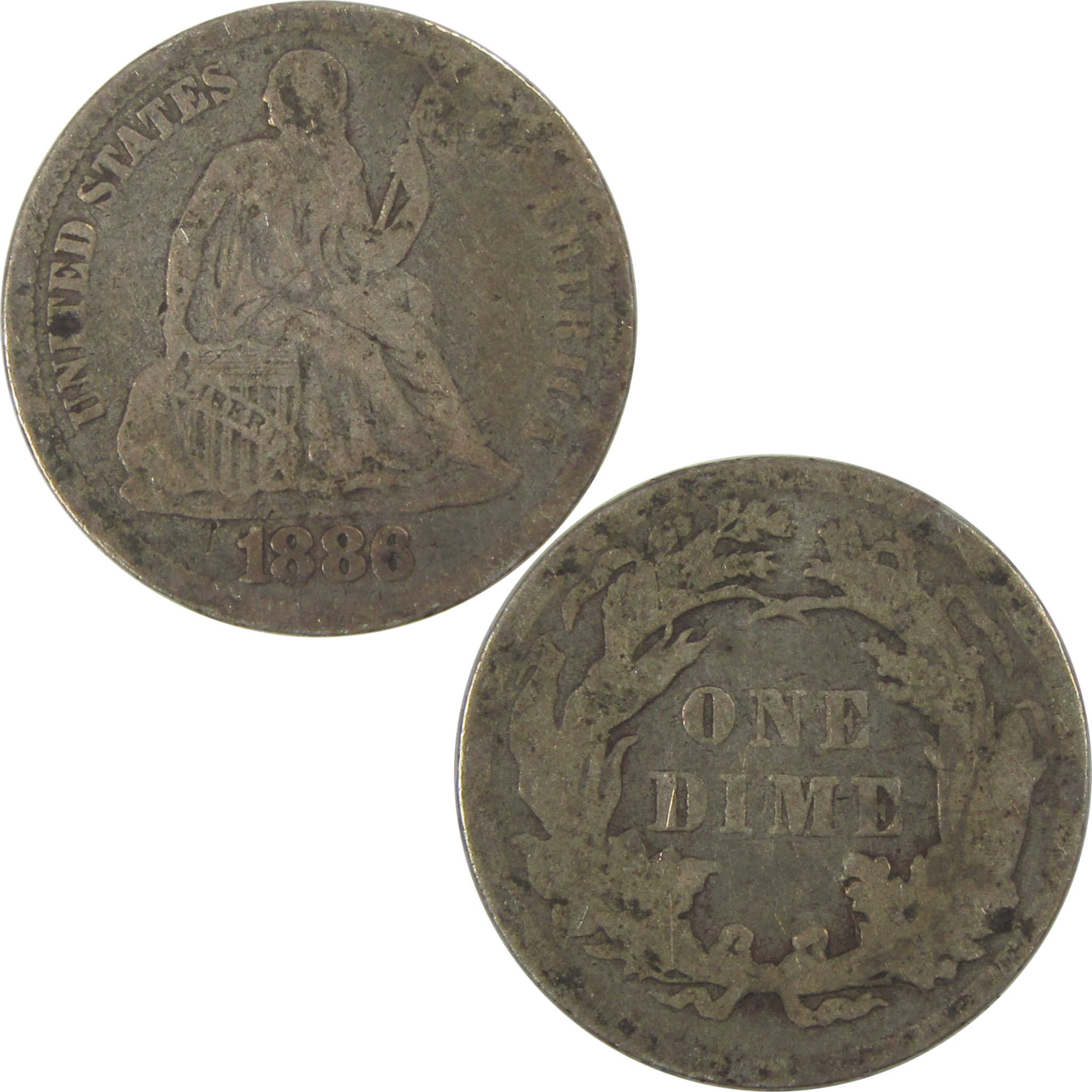 1886 Seated Liberty Dime G Good Silver 10c Coin SKU:CPC0776