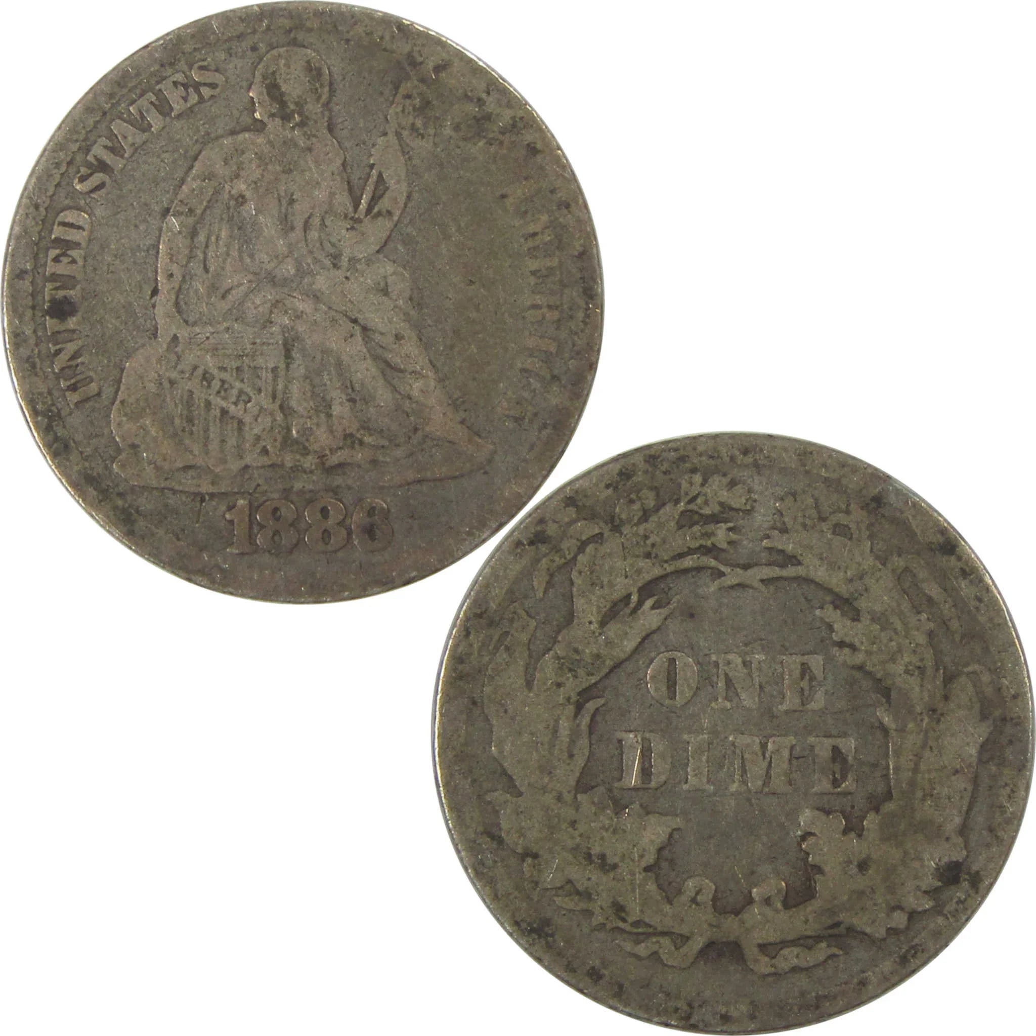 1886 Seated Liberty Dime G Good Silver 10c Coin SKU:CPC0776