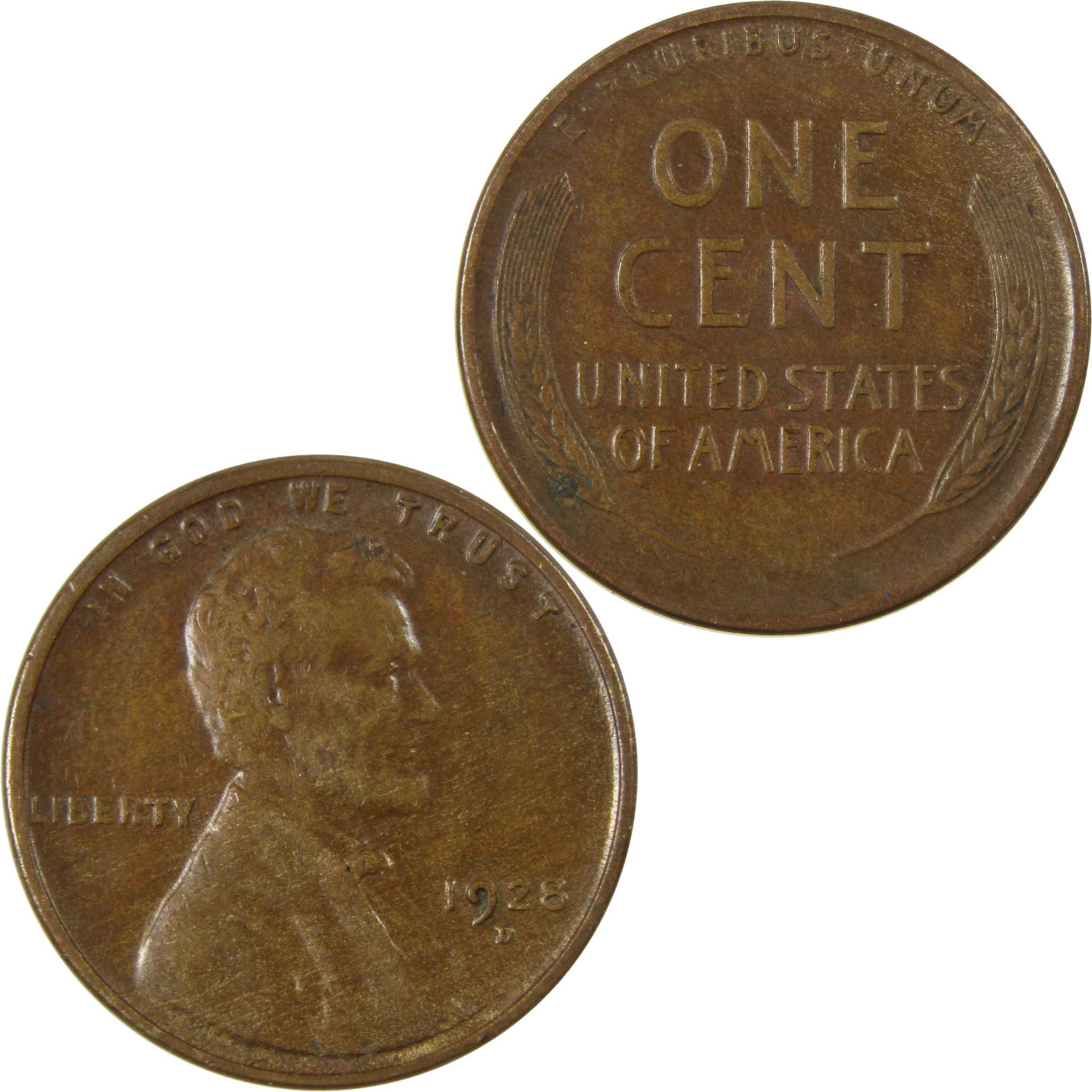 1928 D Lincoln Wheat Cent VF Very Fine Penny 1c Coin SKU:I27635