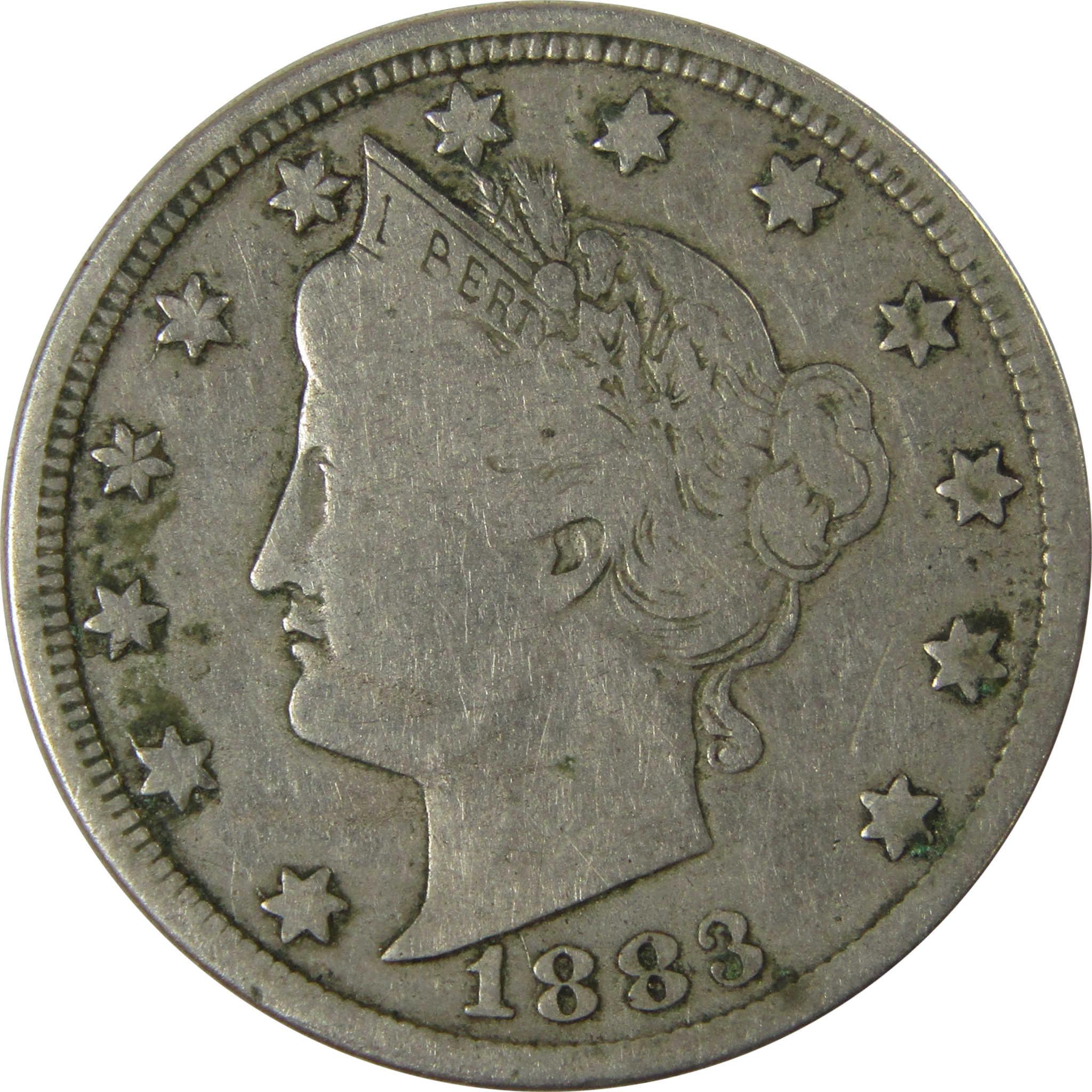 1883 No Cents Liberty Head V Nickel F Fine 5c Coin SKU:I26517