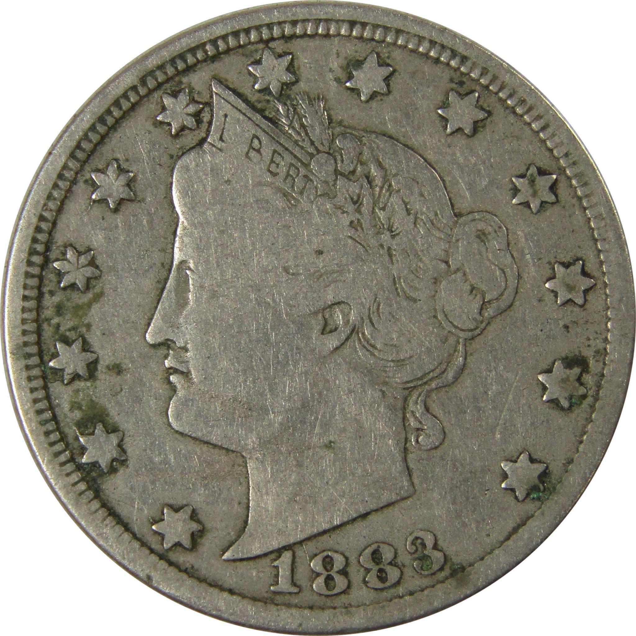 1883 No Cents Liberty Head V Nickel F Fine 5c Coin SKU:I26517