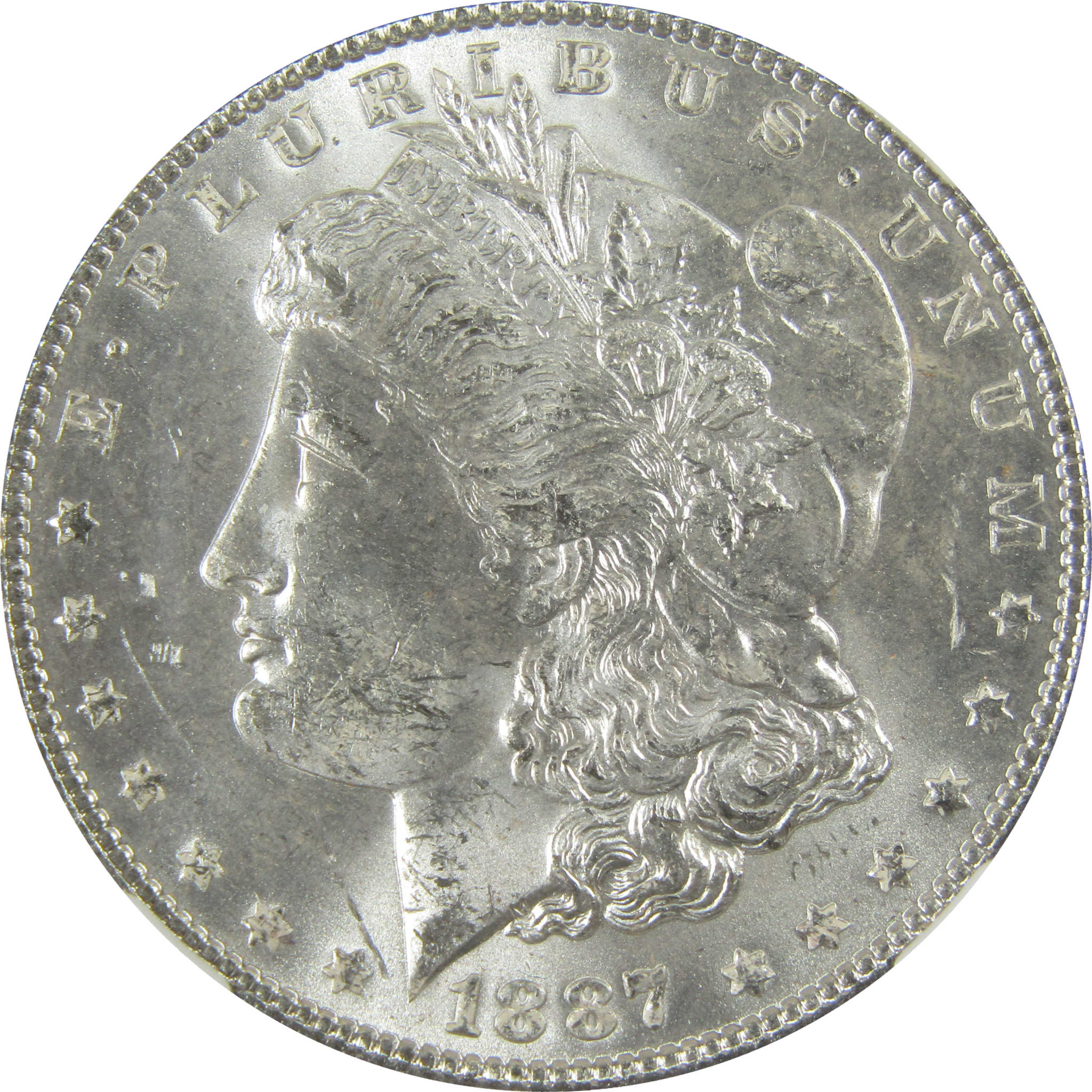 1887 Morgan Silver Dollar MS 63 NGC Uncirculated $1 Coin SKU:I27891