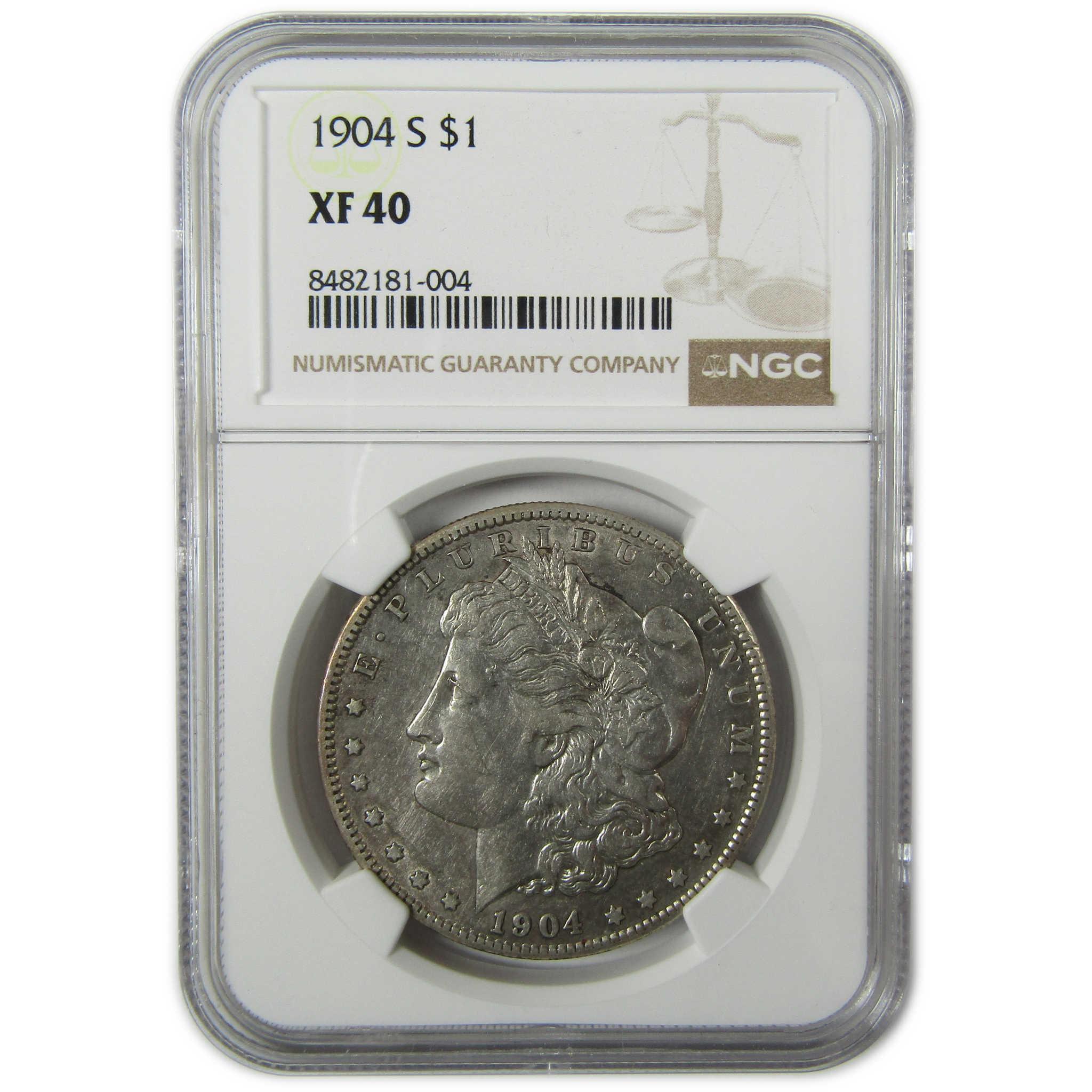 1904 S Morgan Silver Dollar XF 40 NGC $1 Coin Collectible SKU:I26716 - Morgan coin - Morgan silver dollar - Morgan silver dollar for sale - Profile Coins & Collectibles