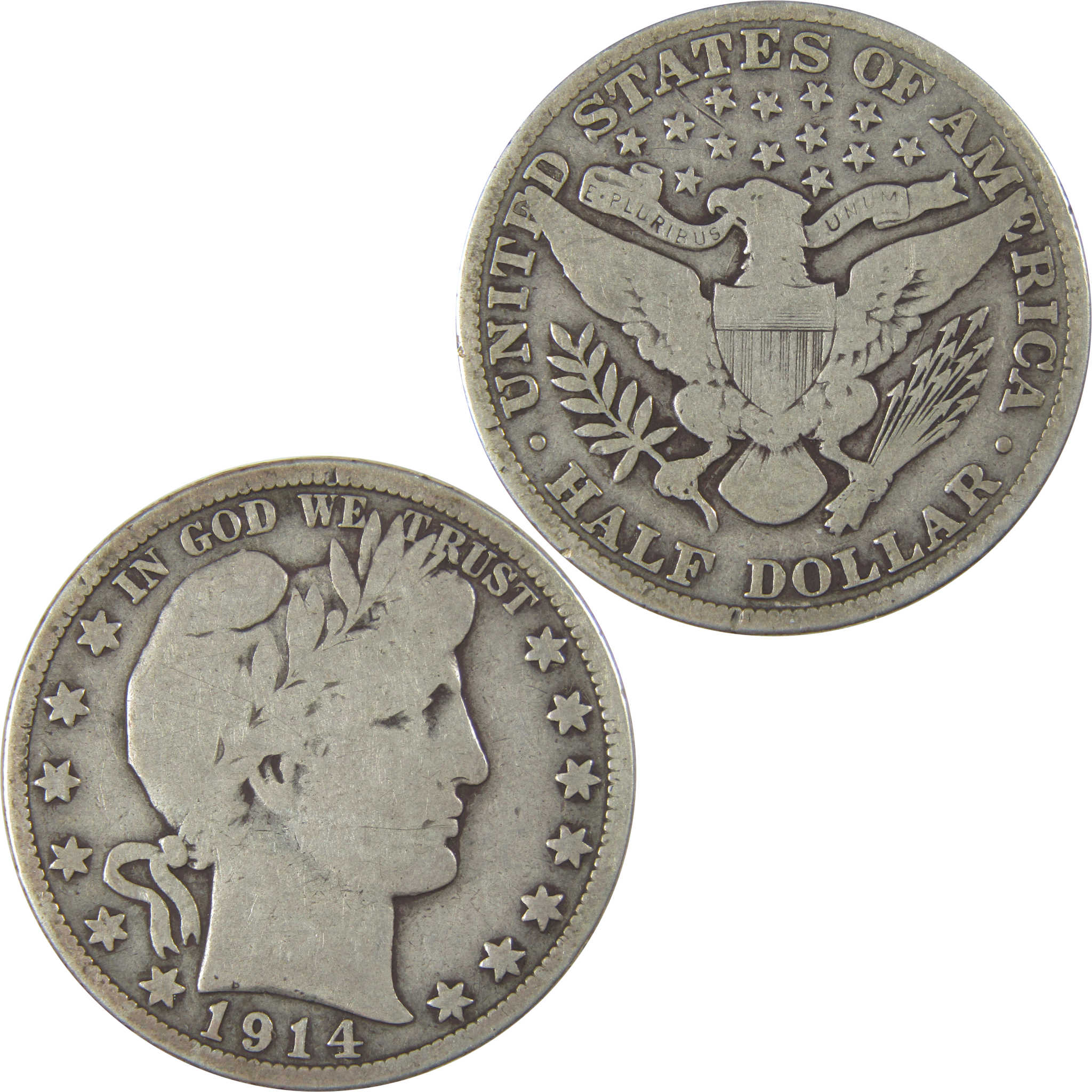 1914 Barber Half Dollar VG Very Good Silver 50c Coin SKU:I22764