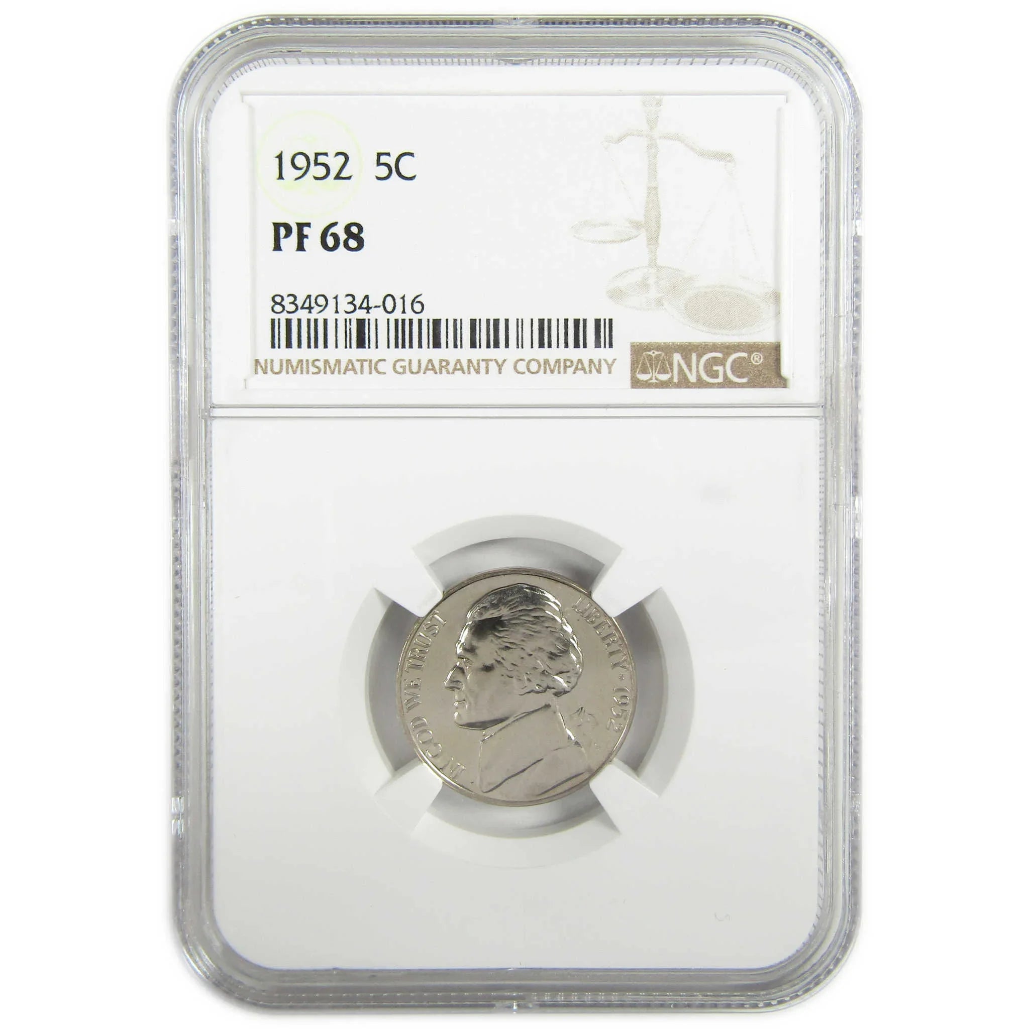 1952 Jefferson Nickel PF 68 NGC Proof 5c Coin Collectible SKU:I27358
