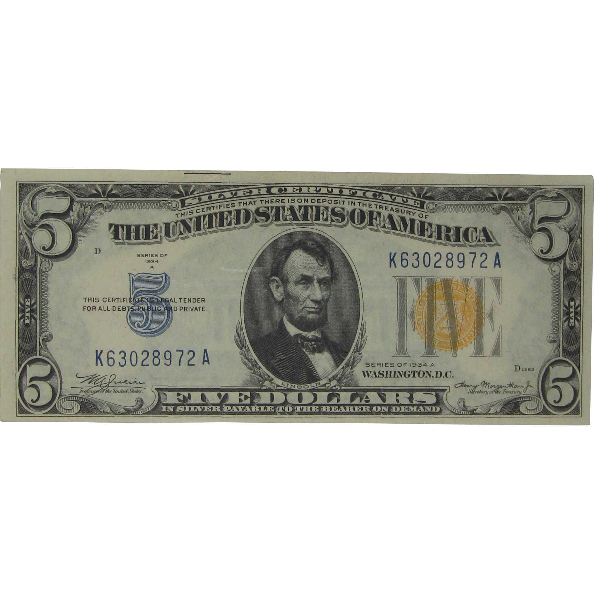 1934 A $5 Silver Certificate North Africa WWII Fr 2307 Unc 63 PPQ PCGS