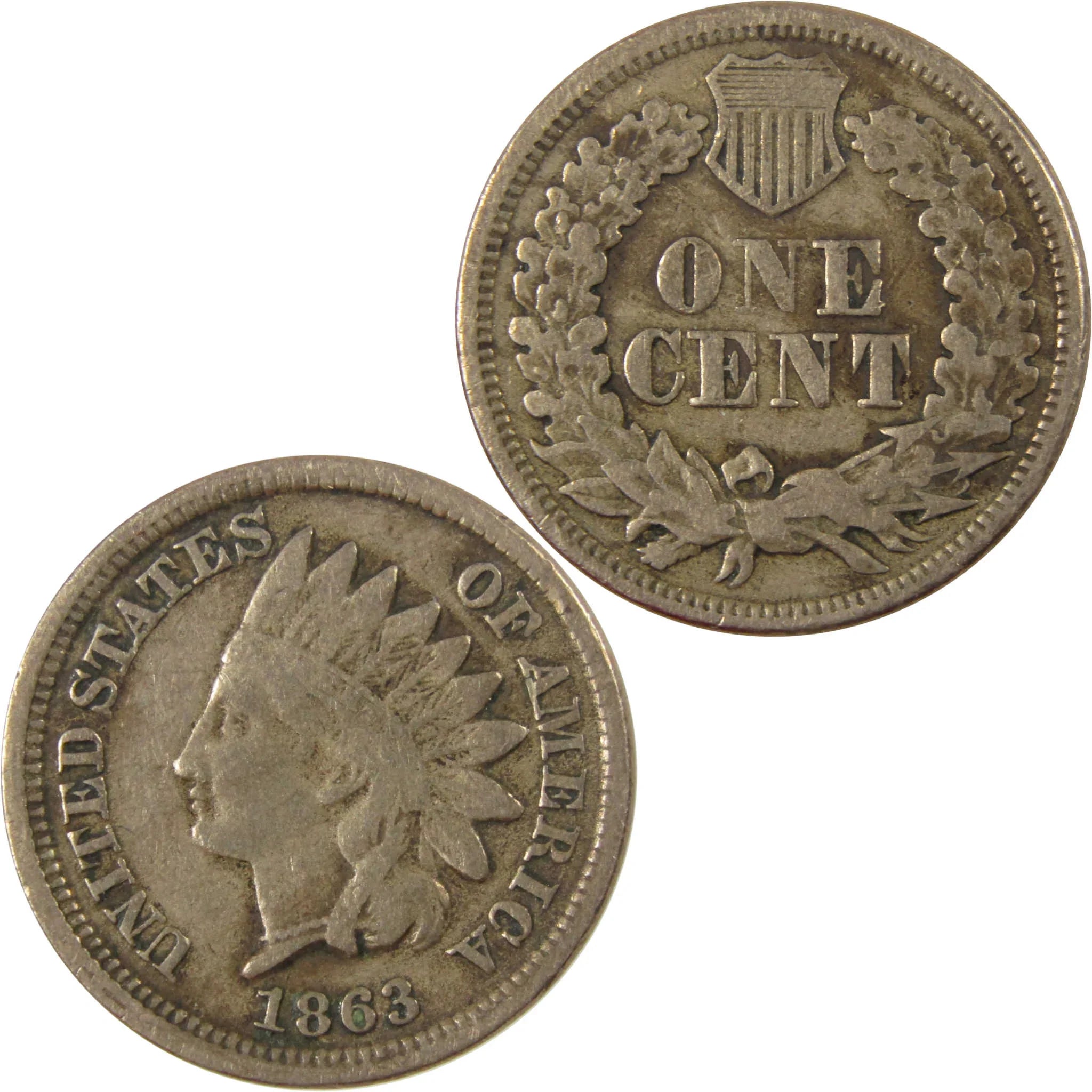 1863 Indian Head Cent VG Very Good Details Penny 1c Coin SKU:CP1237