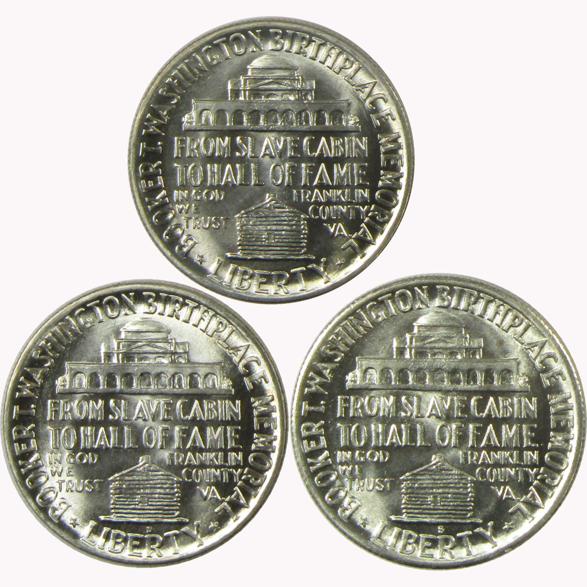1949 Booker T Washington Silver 50C 3 Coin PDS Set BU Very Choice Unc