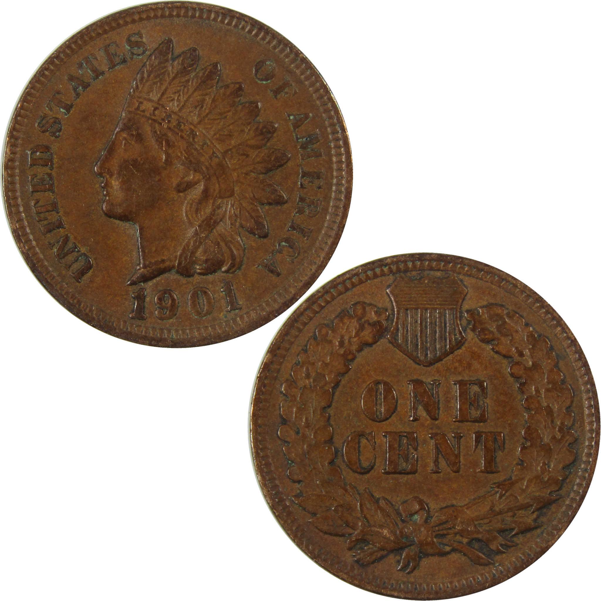 1901 Indian Head Cent XF EF Extremely Fine Penny 1c Coin SKU:I26927