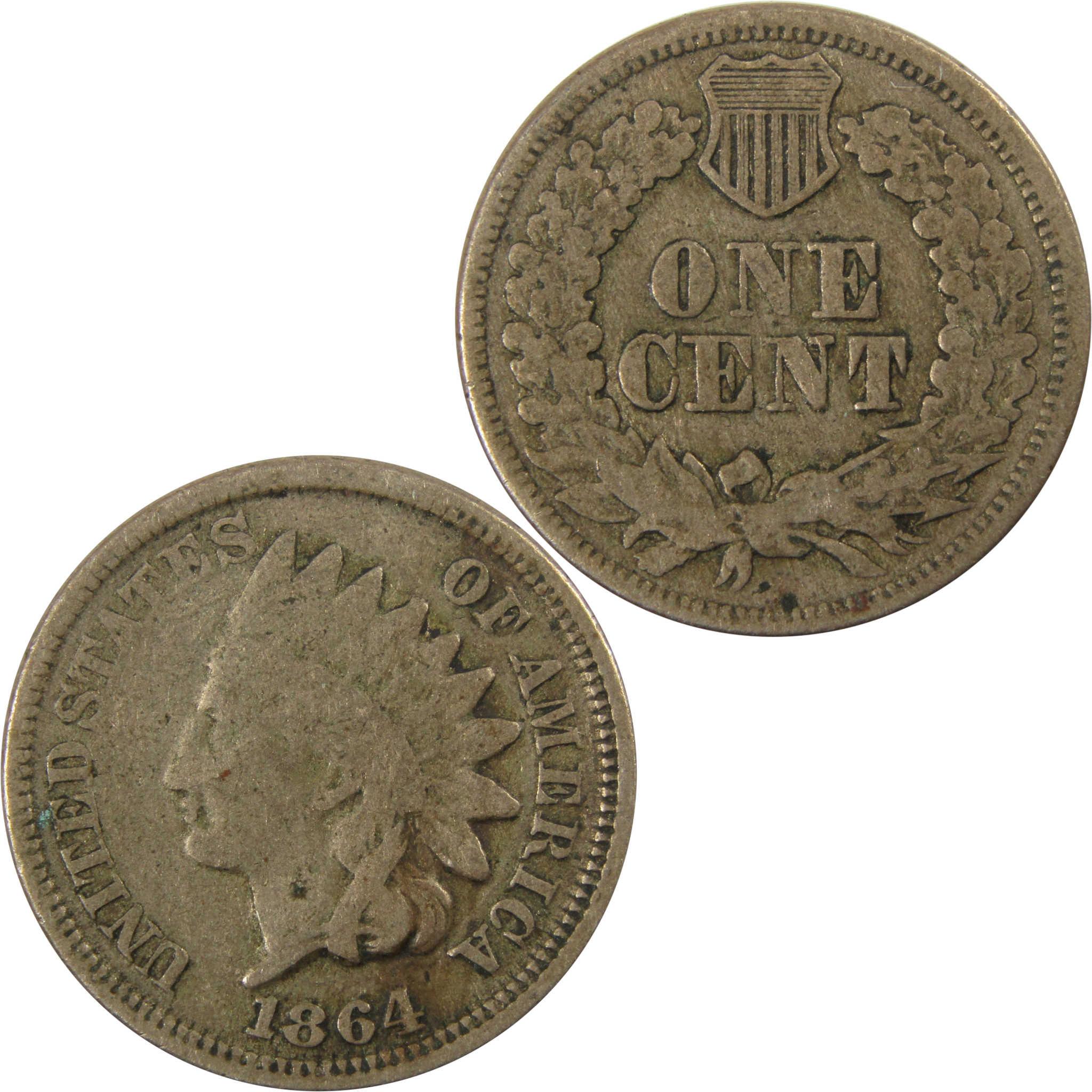 1864 Indian Head Copper-Nickel Cent G Good Details Penny SKU:CP1124