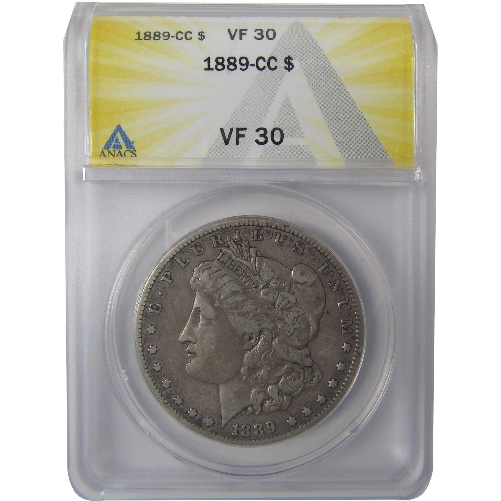 1889 CC Morgan Silver Dollar VF 30 ANACS $1 Coin SKU:I25036 - Morgan coin - Morgan silver dollar - Morgan silver dollar for sale - Profile Coins & Collectibles