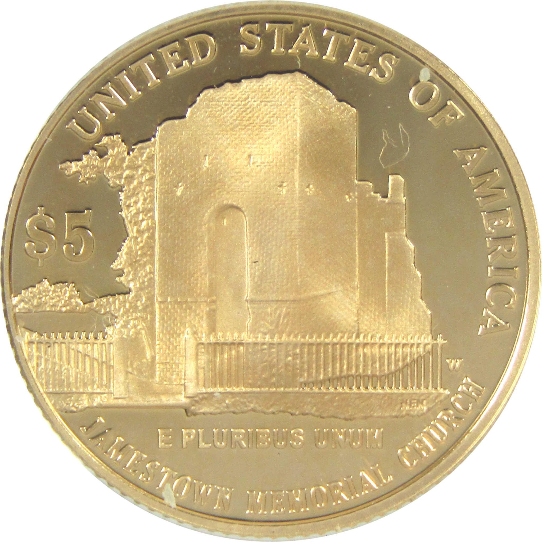 2007 W Jamestown 400th Anniversary Commemorative Gold Proof $5 Coin