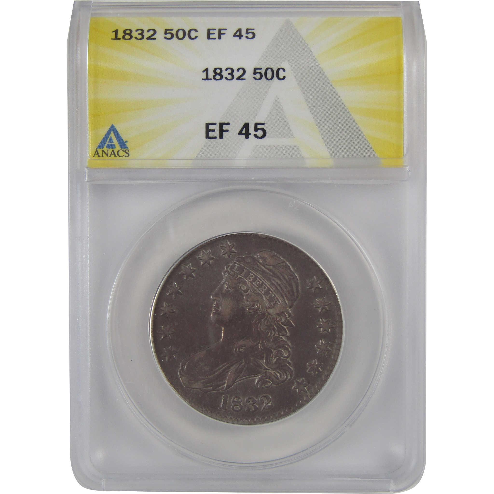 1832 Capped Bust Half Dollar EF 45 ANACS Silver 50c Coin SKU:CP170