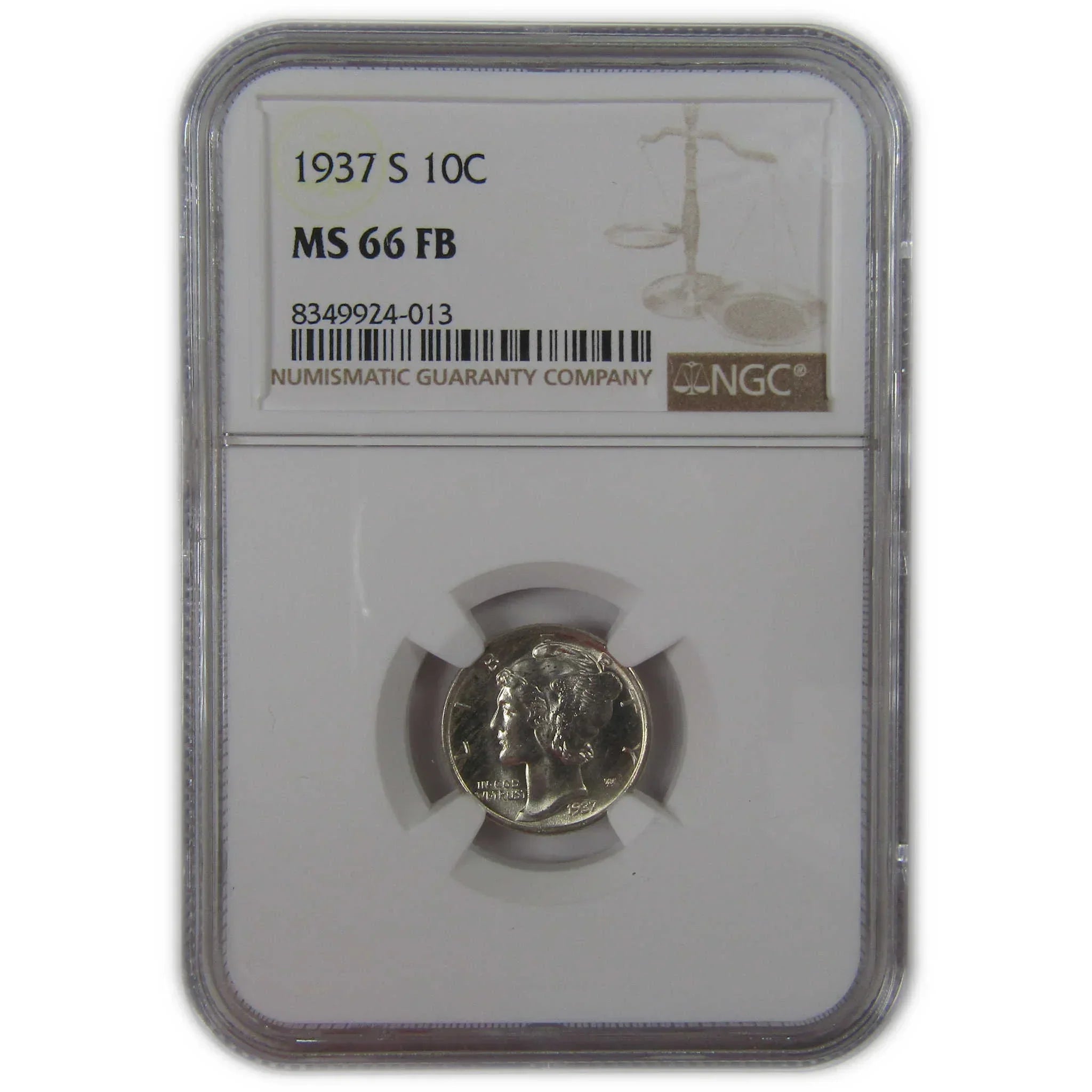 1937 S Mercury Dime MS 66 FB NGC Silver Uncirculated SKU:I23207