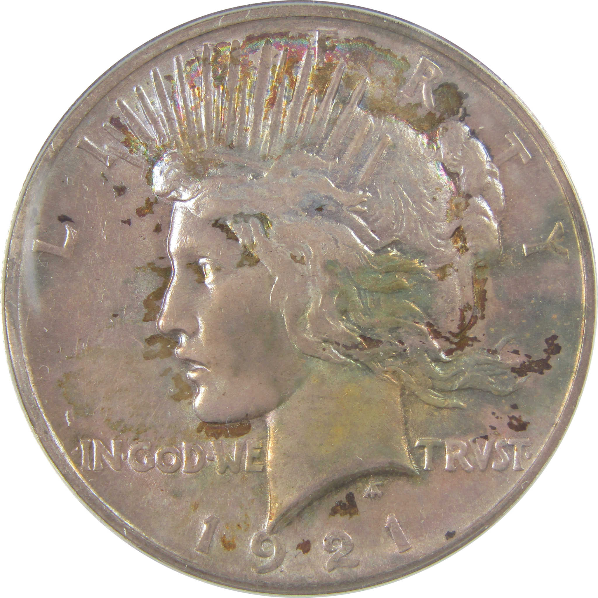 1921 High Relief Peace Dollar AU 50 Details ANACS Silver SKU:I21399