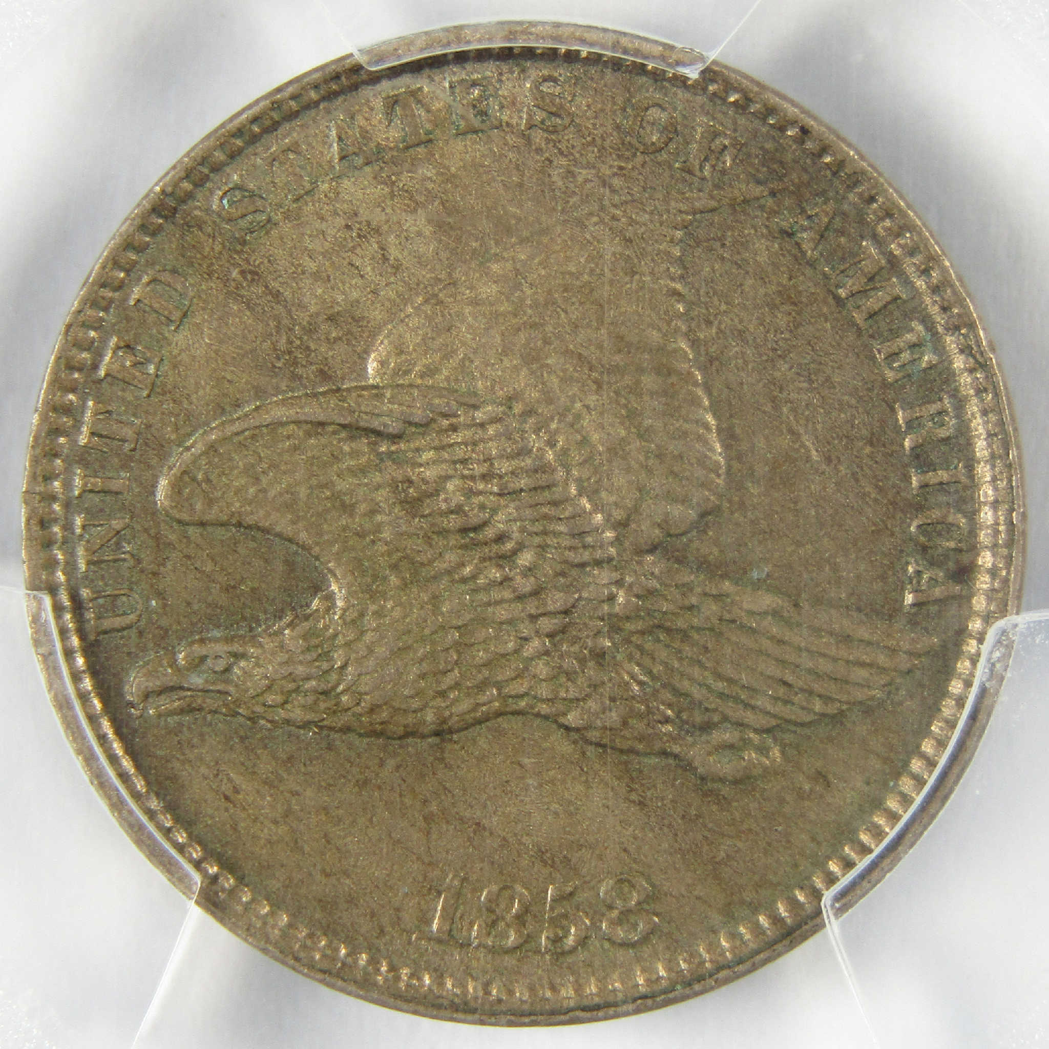 1858 Small Letters Flying Eagle Cent MS 62 PCGS CAC Penny Uncirculated