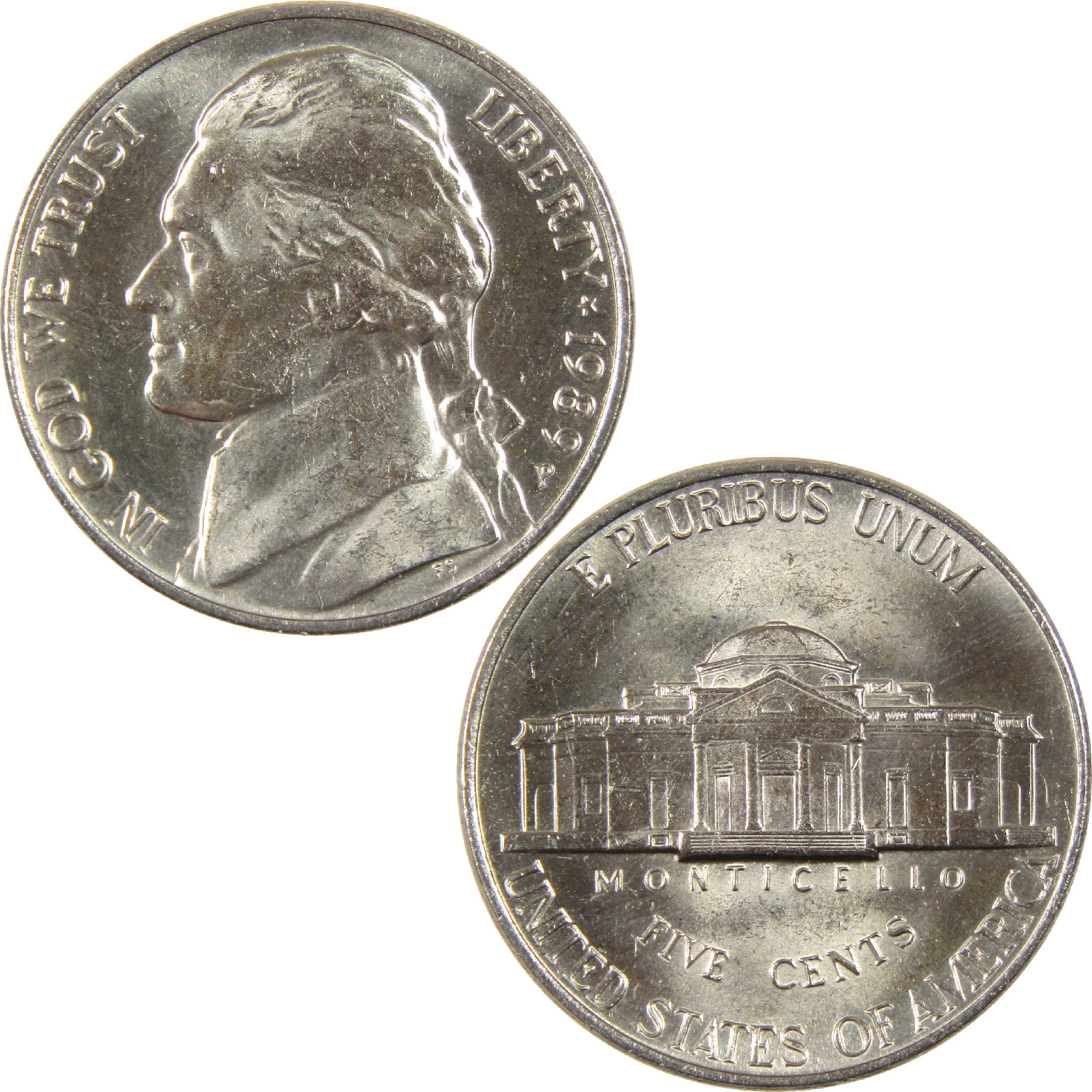 1989 P Jefferson Nickel Uncirculated 5c Coin