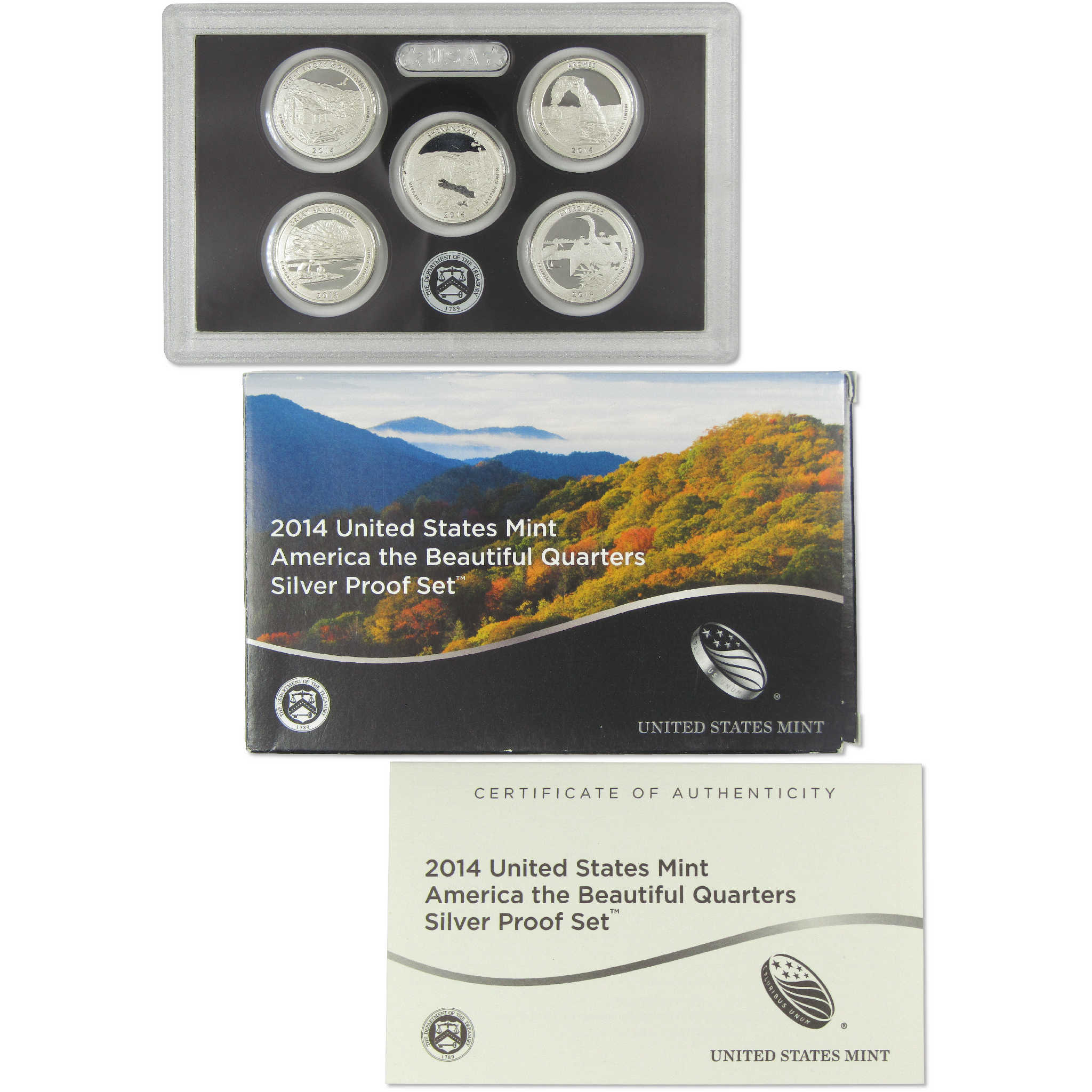 2014 America the Beautiful Quarter Silver Proof Set U.S. Mint OGP COA