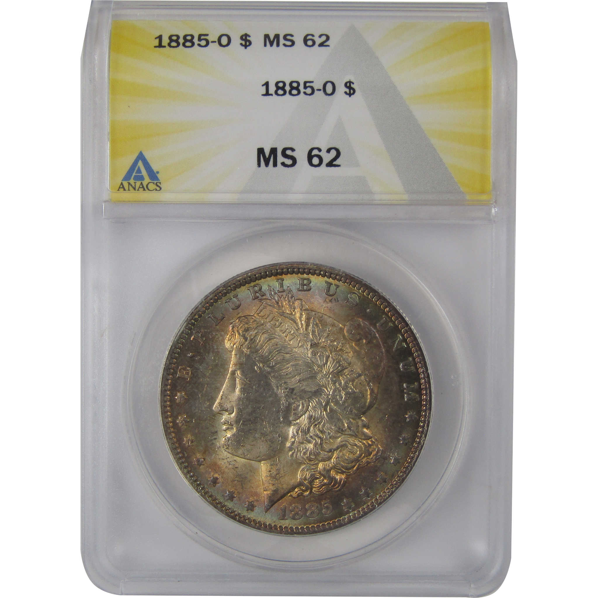 1885 O Morgan Dollar MS 62 ANACS Silver Toned Obverse SKU:CP181