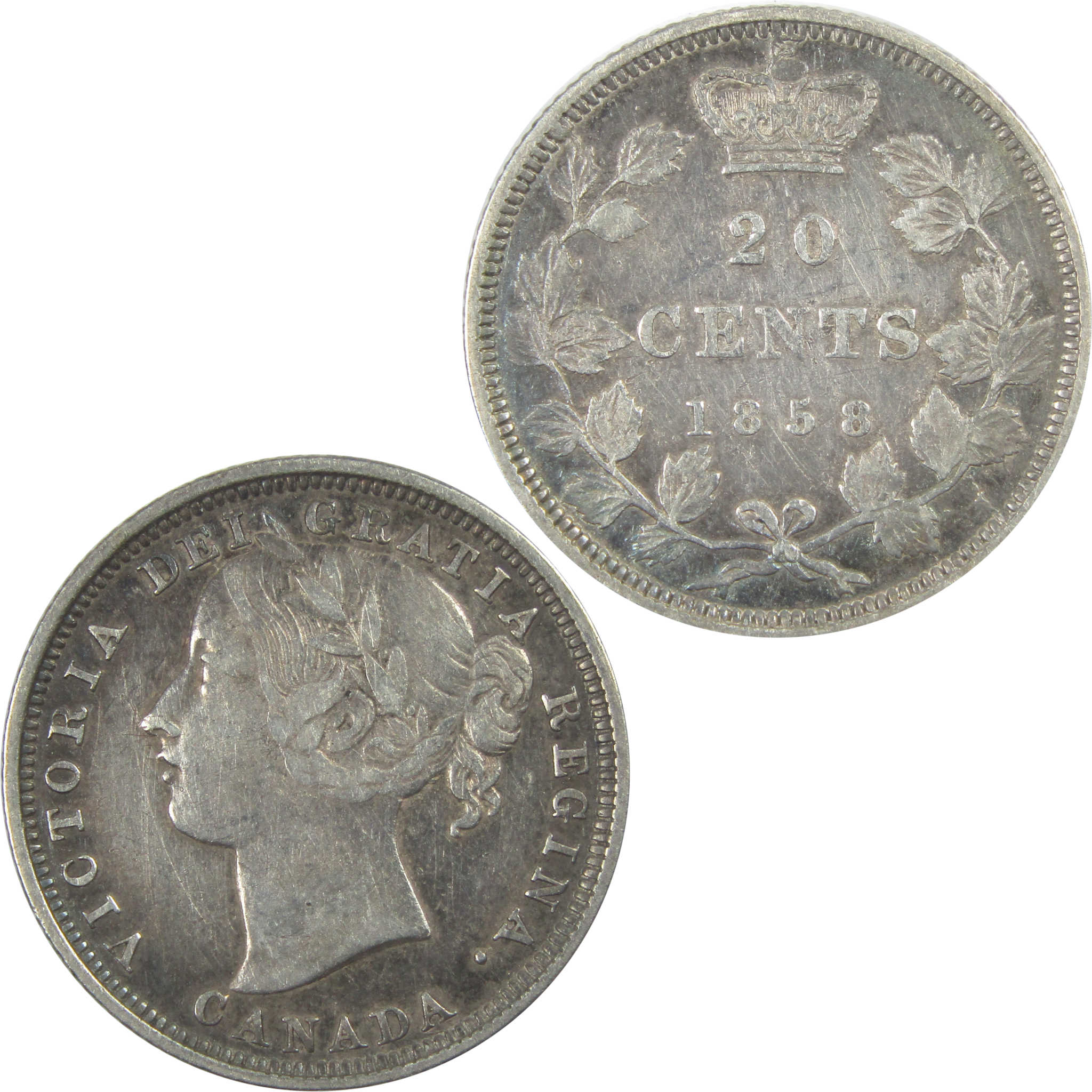 1858 Canadian Victoria Twenty Cent Piece XF Extremely Fine SKU:CPC9042