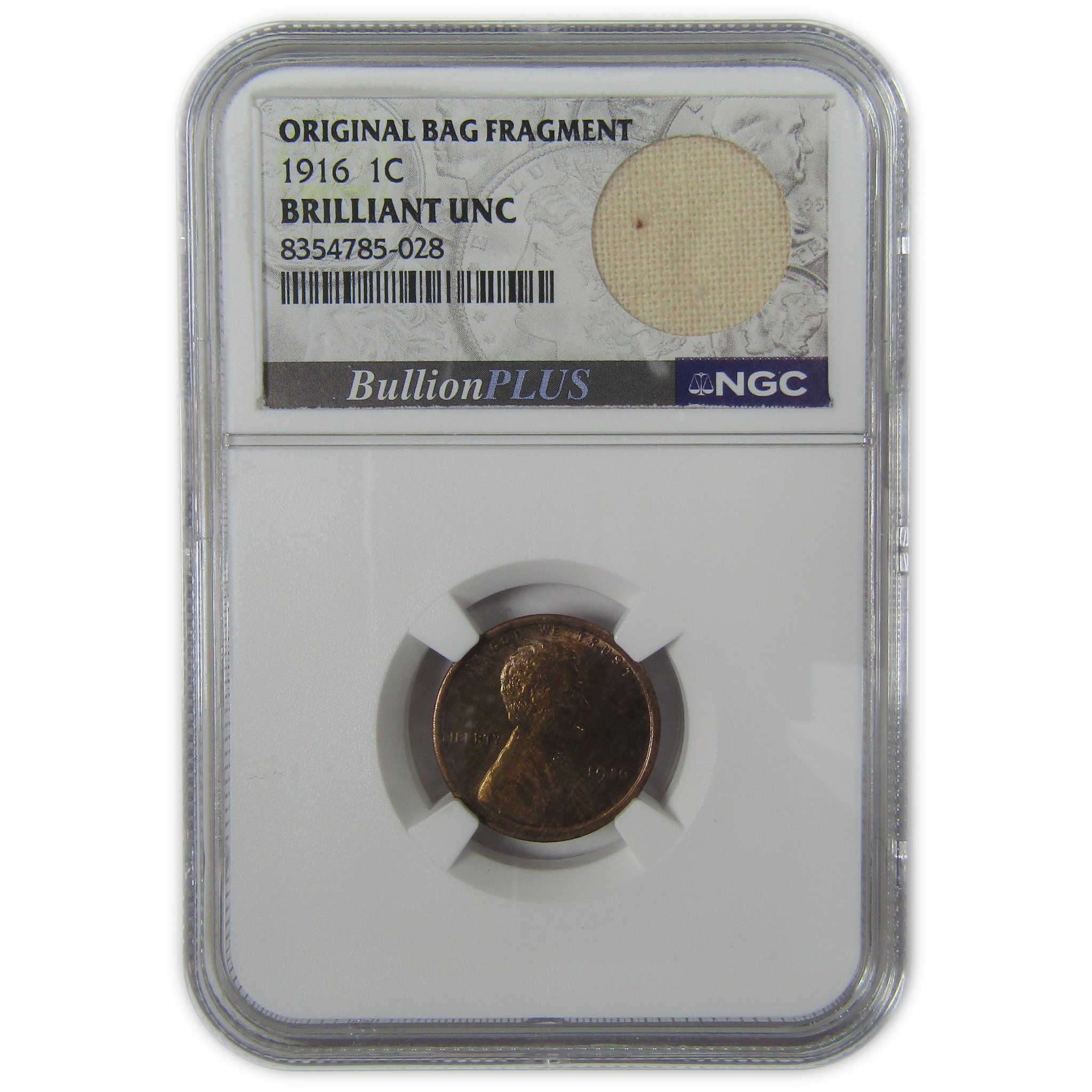 1916 Lincoln Wheat Cent BU Brilliant Unc NGC Bag Fragment SKU:I23586