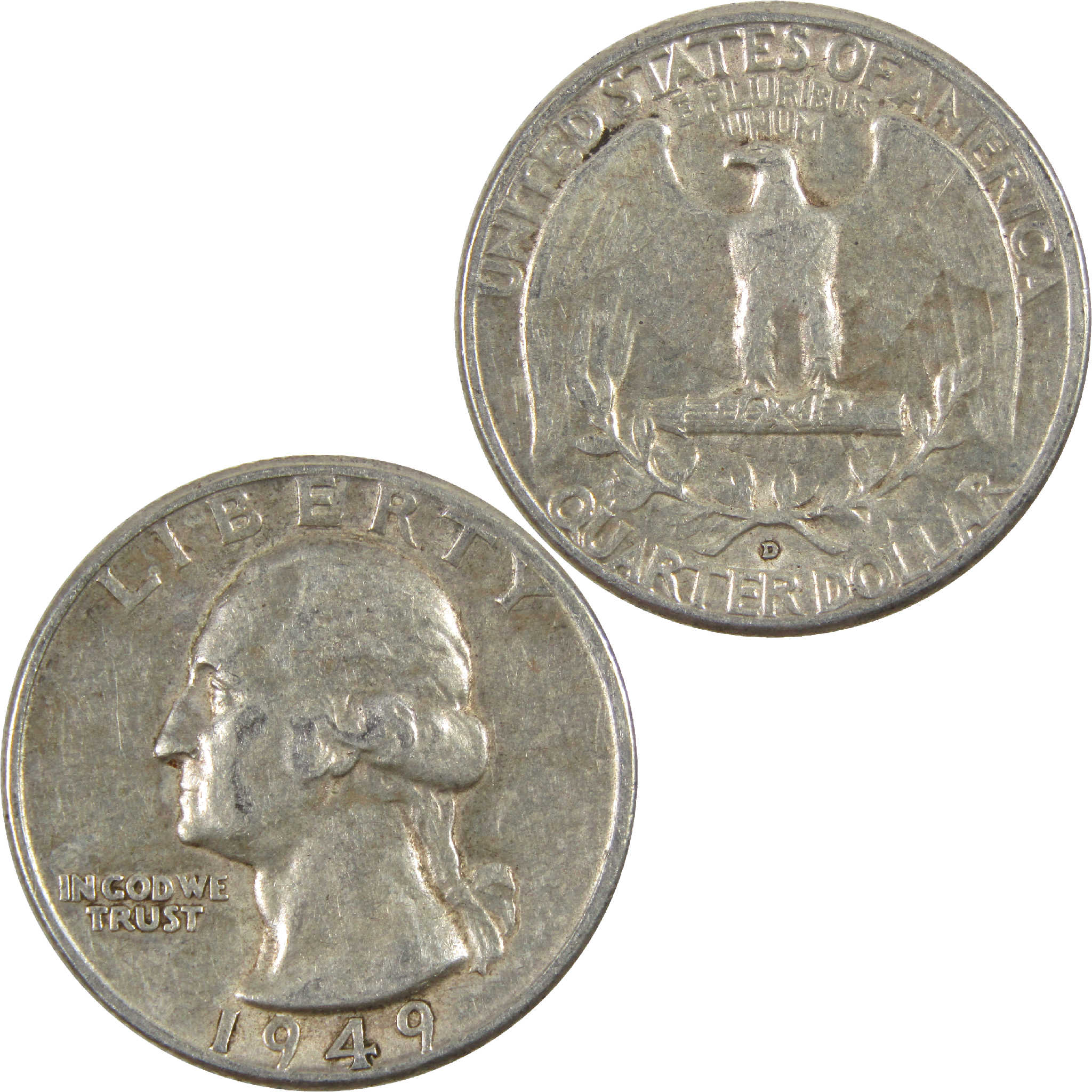 1949 D Washington Quarter Circulated Silver 25c Coin Collectible