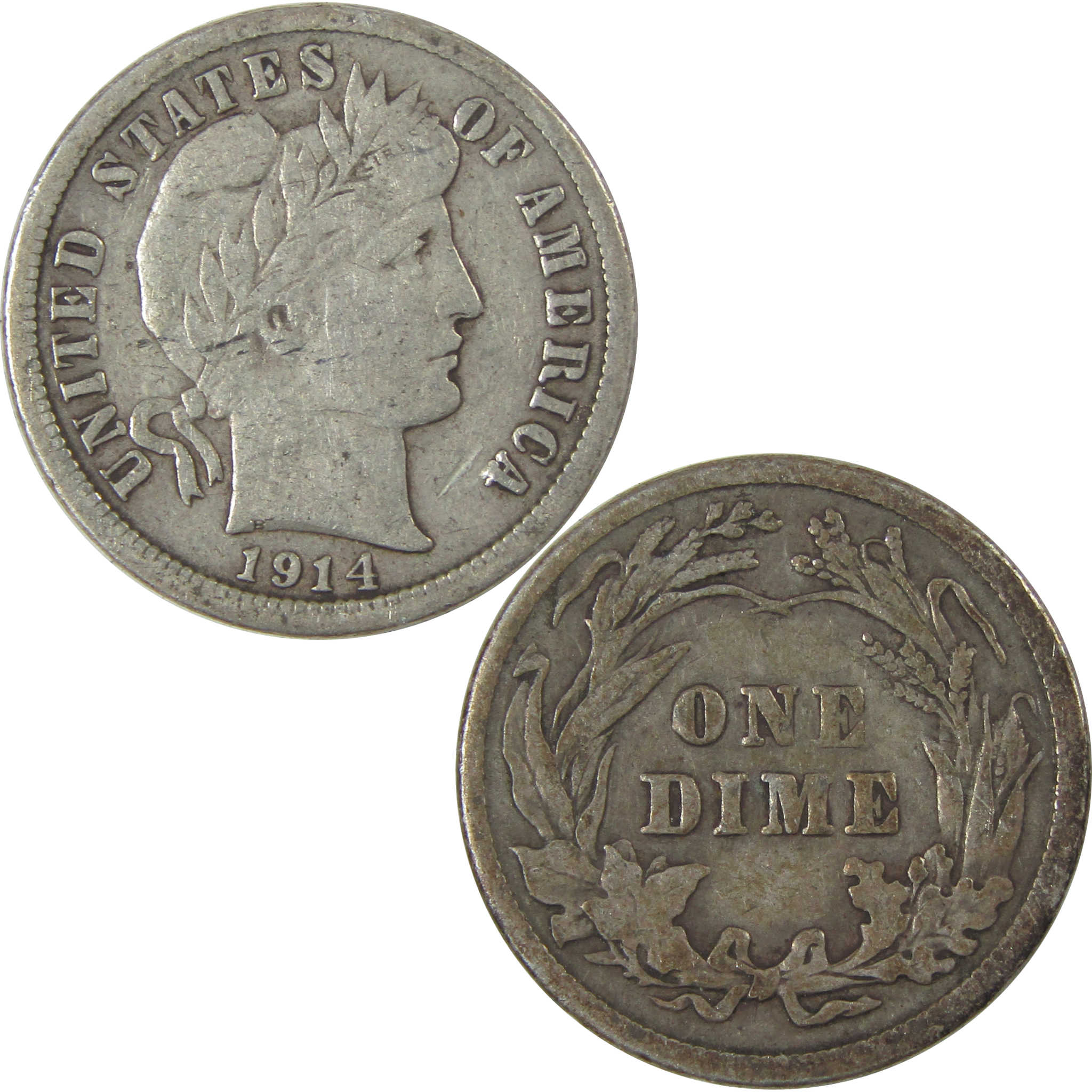 1914 Barber Dime VF Very Fine Silver 10c Coin SKU:I21118