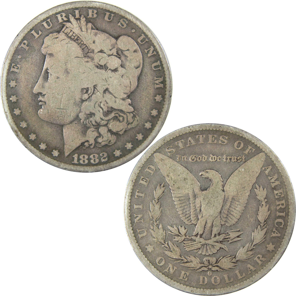 1882 O/S Morgan Silver Dollar VG Very Good Details $1 Coin SKU:CP663 - Morgan coin - Morgan silver dollar - Morgan silver dollar for sale - Profile Coins & Collectibles